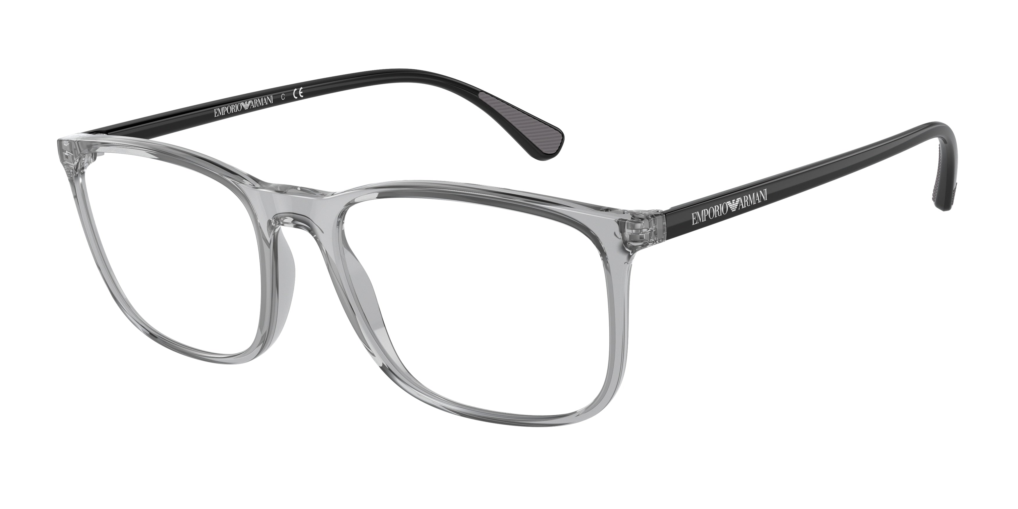 Emporio Armani EA3177 Rectangle Eyeglasses 5090-Shiny Transparent Grey 53-145-18 - Color Map Grey