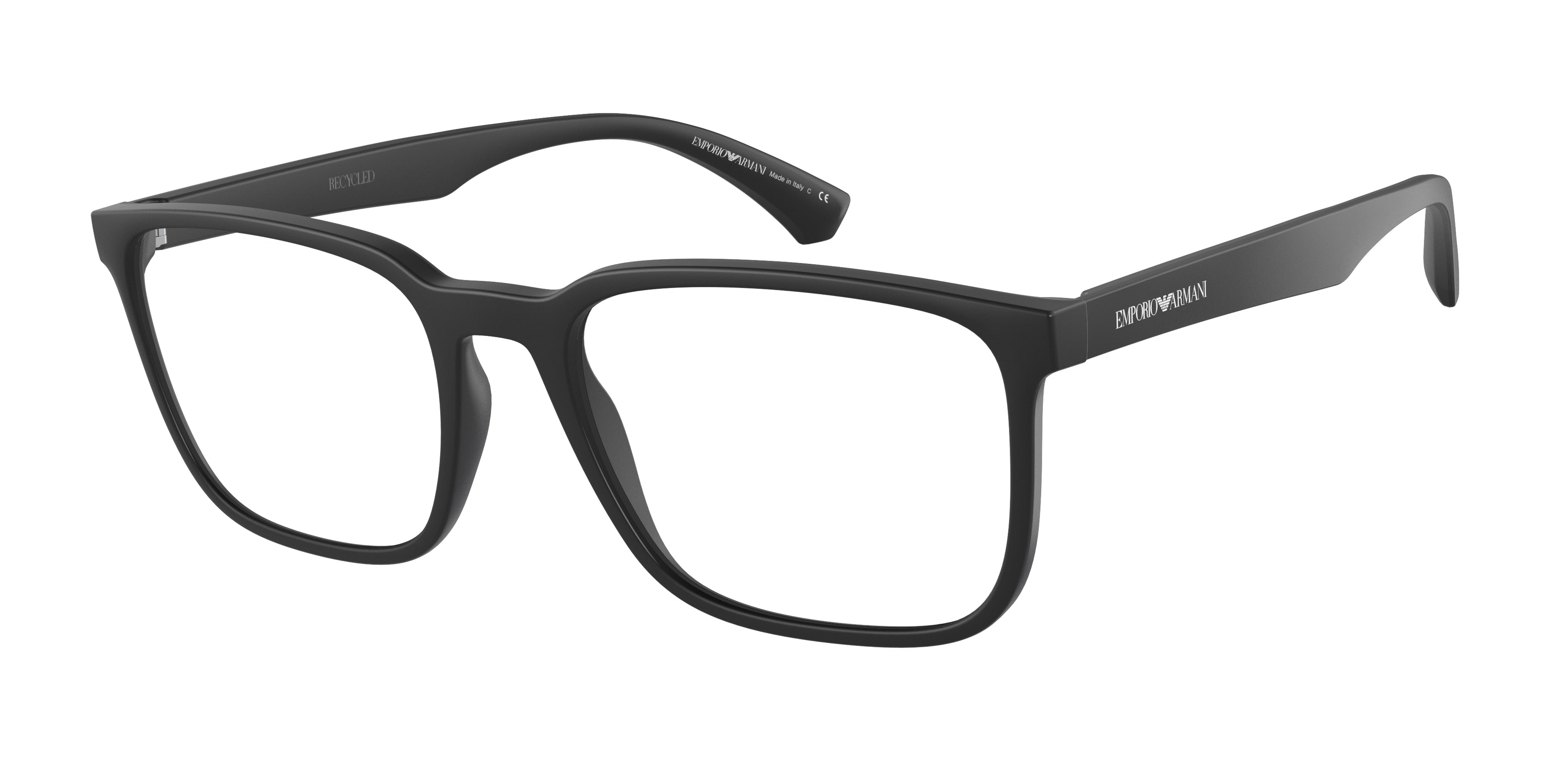Emporio Armani EA3178 Rectangle Eyeglasses 5869-Matte Black 55-145-19 - Color Map Black