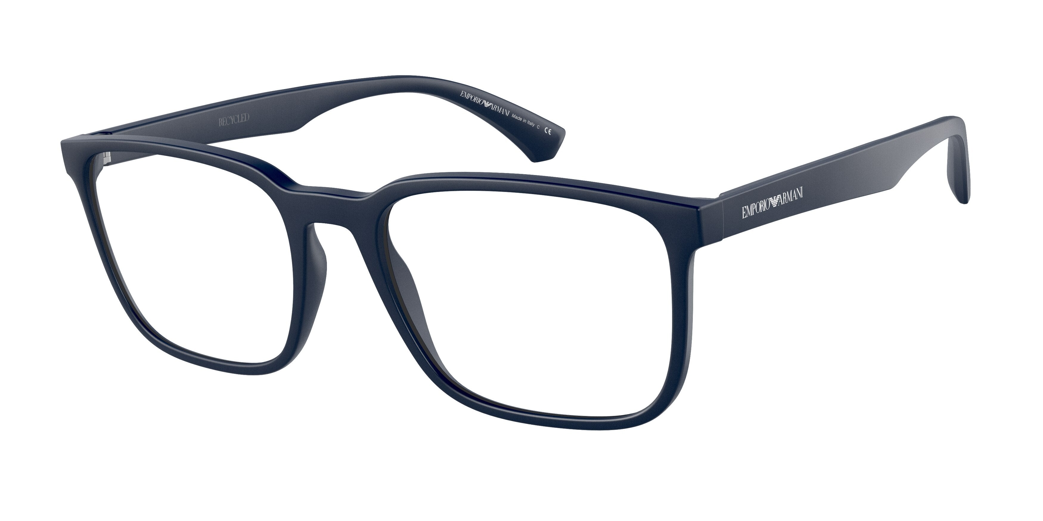 Emporio Armani EA3178 Rectangle Eyeglasses 5871-Matte Blue 55-145-19 - Color Map Blue