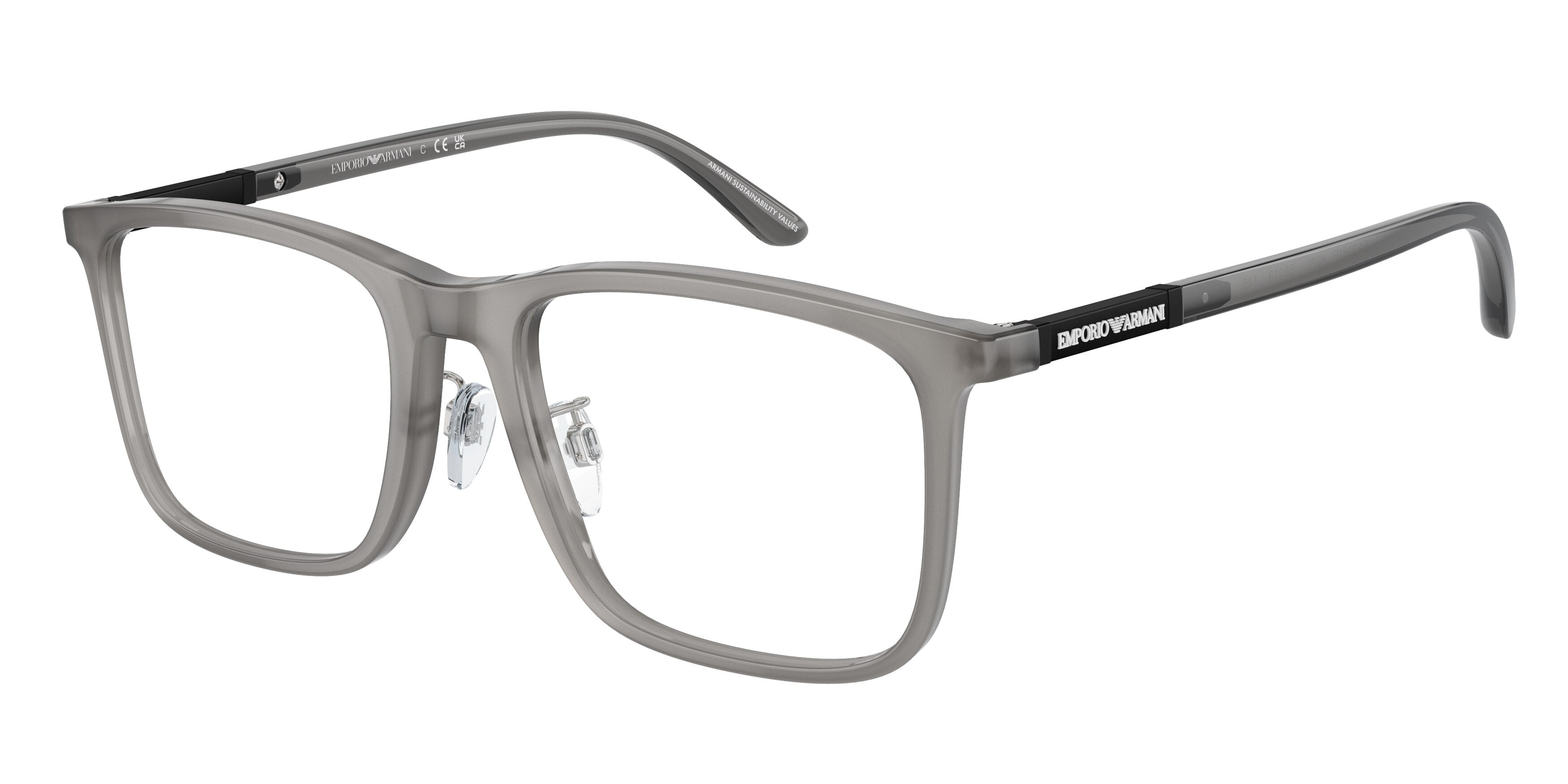 Emporio Armani EA3181F Rectangle Eyeglasses 6070-Shiny Opal Grey 55-145-19 - Color Map Grey
