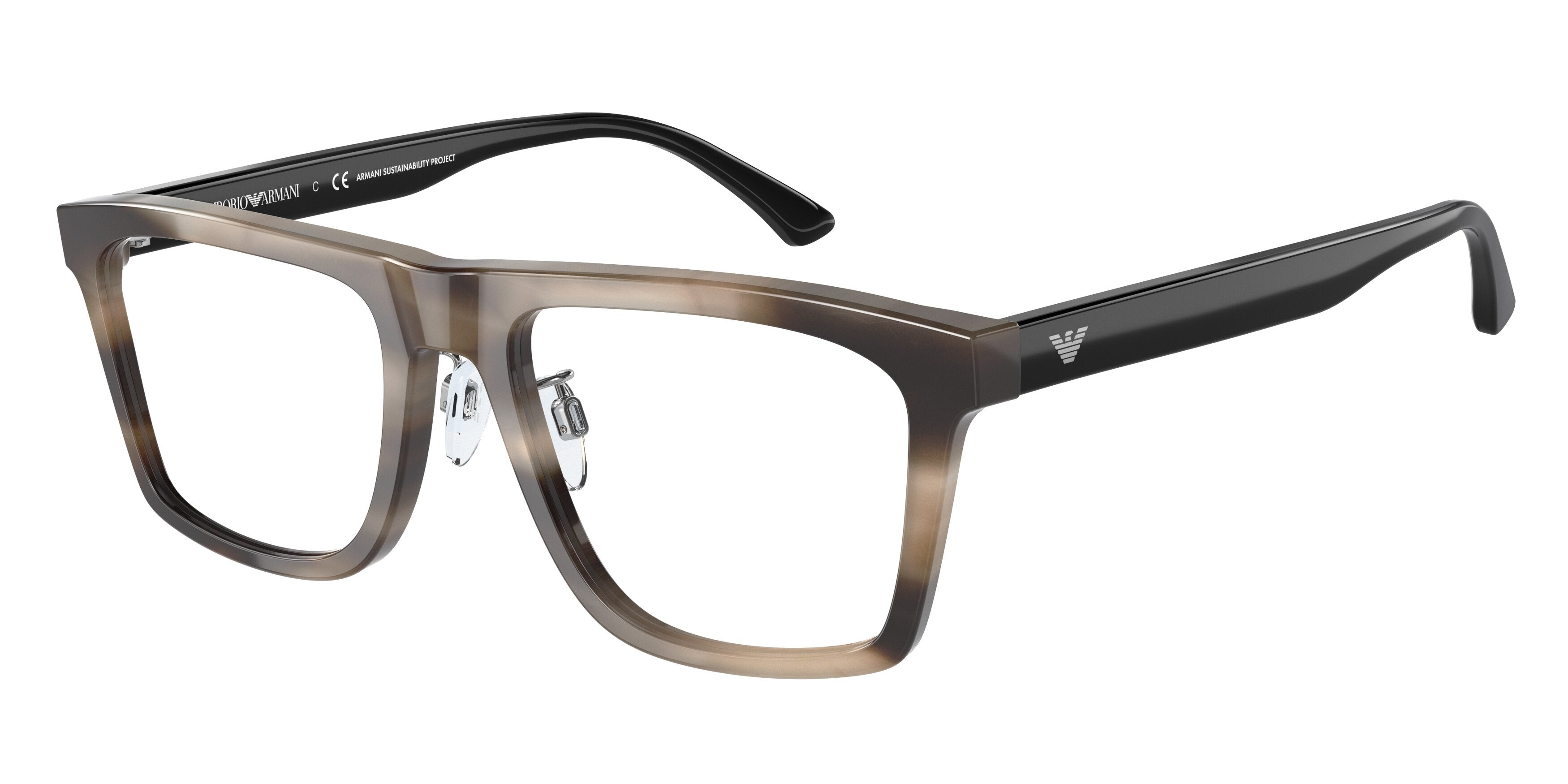 Emporio Armani EA3185F Rectangle Eyeglasses 5877-Striped Grey 54-145-19 - Color Map Grey