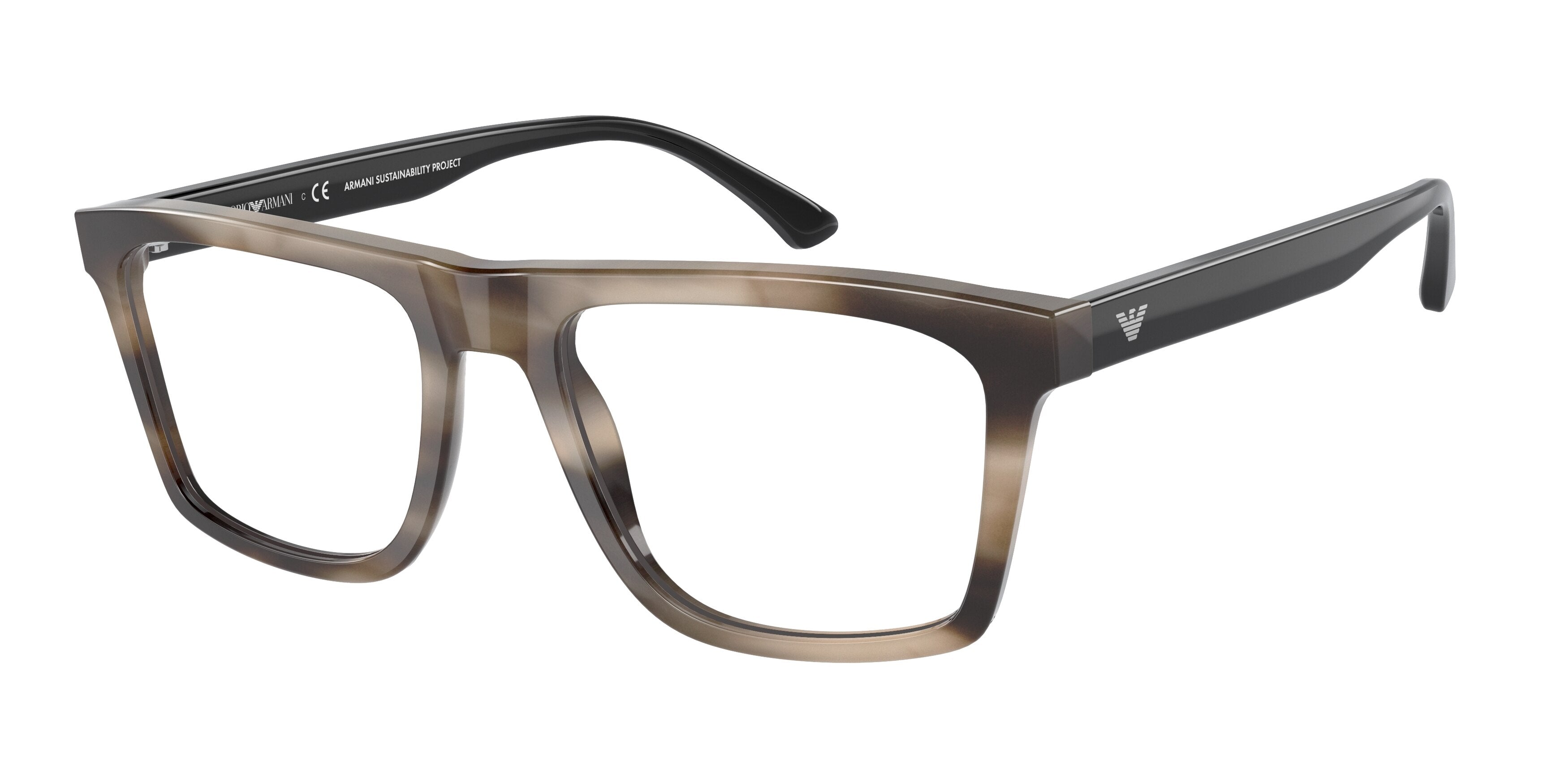 Emporio Armani EA3185 Rectangle Eyeglasses 5877-Striped Grey 54-145-19 - Color Map Grey