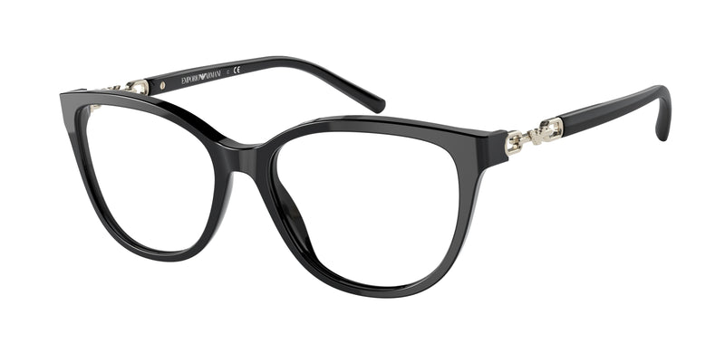 Emporio Armani EA3190 Pillow Eyeglasses 5001-Black 53-140-16 - Color Map Black