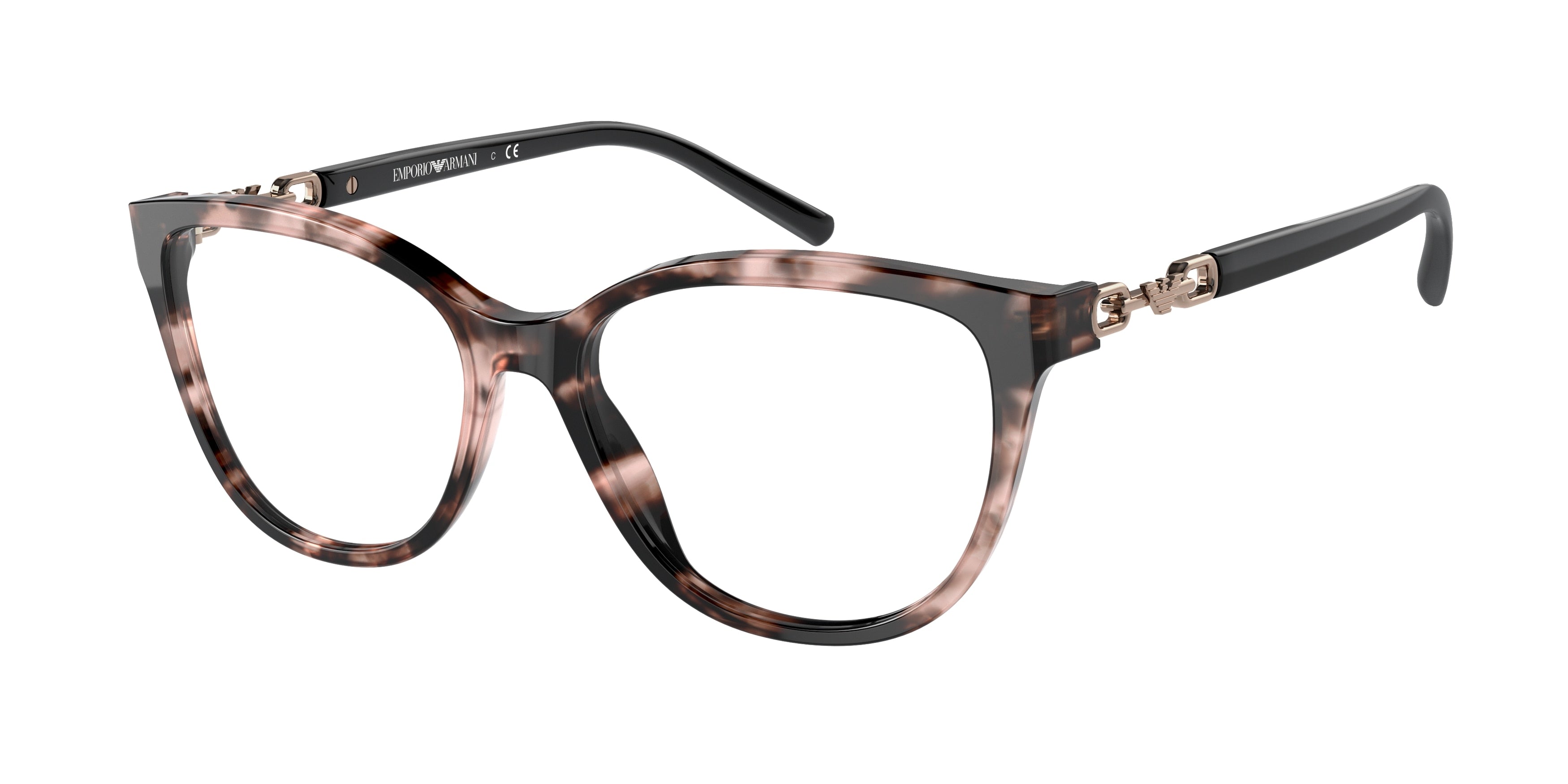 Emporio Armani EA3190 Pillow Eyeglasses 5410-Pink Havana 53-140-16 - Color Map Tortoise