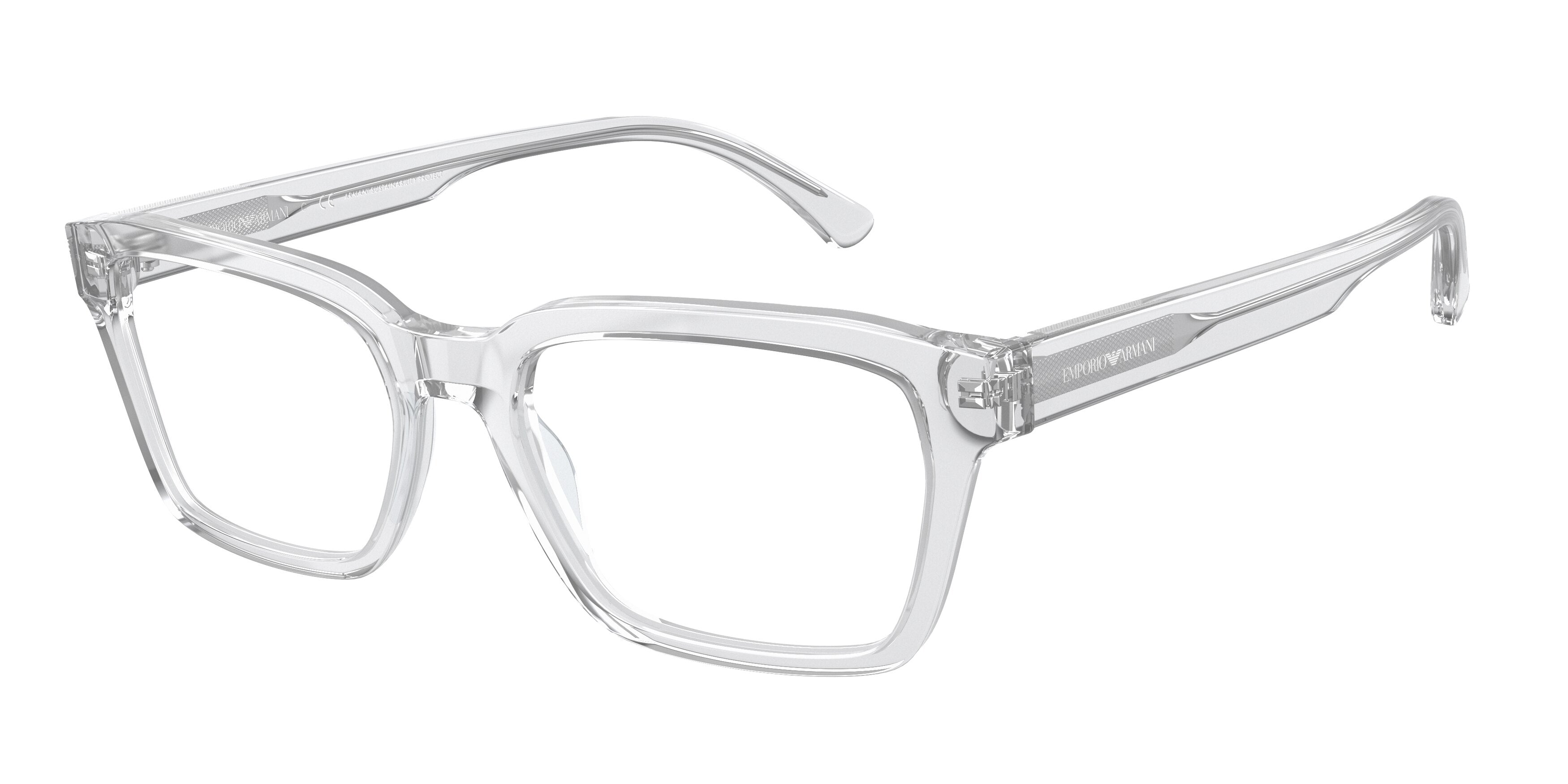 Emporio Armani EA3192F Rectangle Eyeglasses 5882-Shiny Crystal 55-145-18 - Color Map Blue