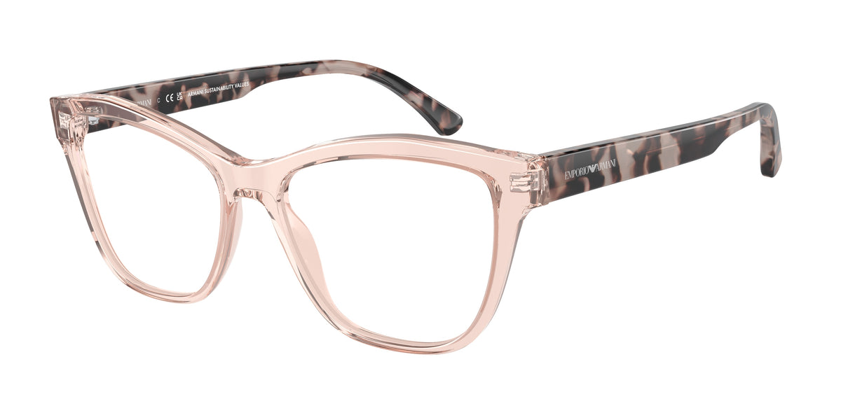 Emporio Armani EA3193 Cat Eye Eyeglasses for Women — Free Shipping - 54-140-16 / 5544-Shiny Transparent Pink