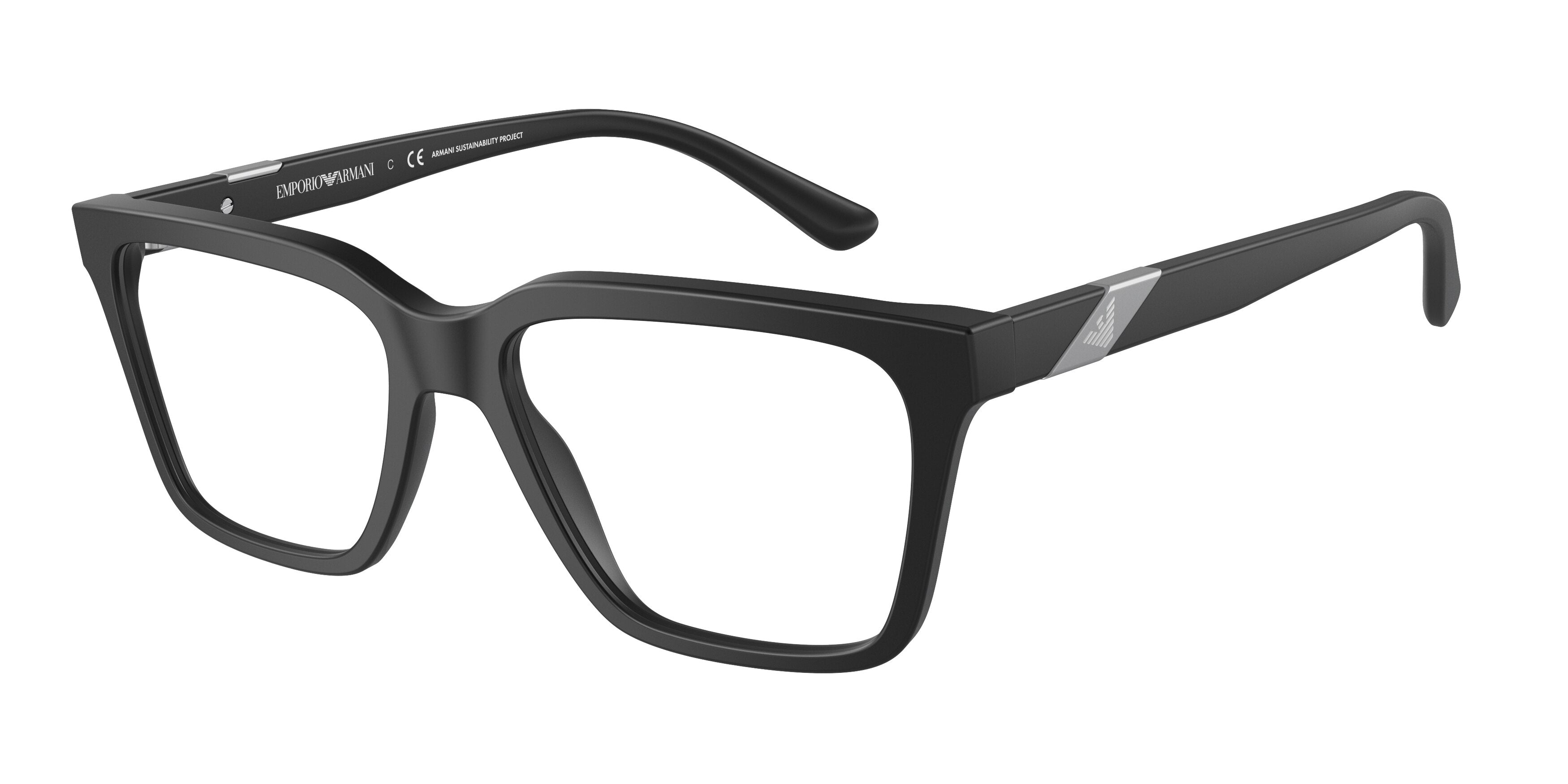 Emporio Armani EA3194 Rectangle Eyeglasses 5898-Matte Black 56-145-17 - Color Map Black