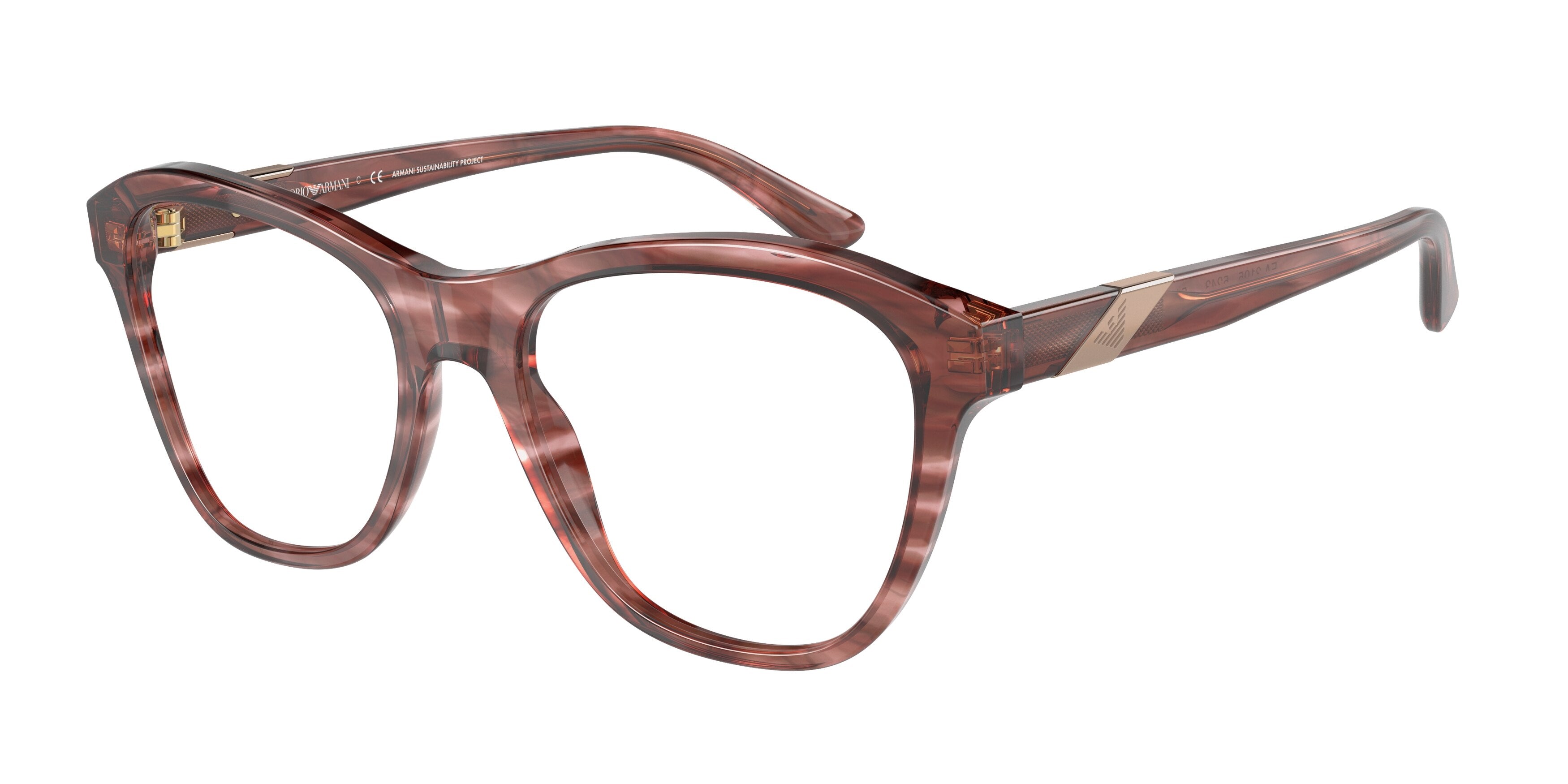 Emporio Armani EA3195 Butterfly Eyeglasses 5243-Shiny Striped Pink 53-140-18 - Color Map Pink