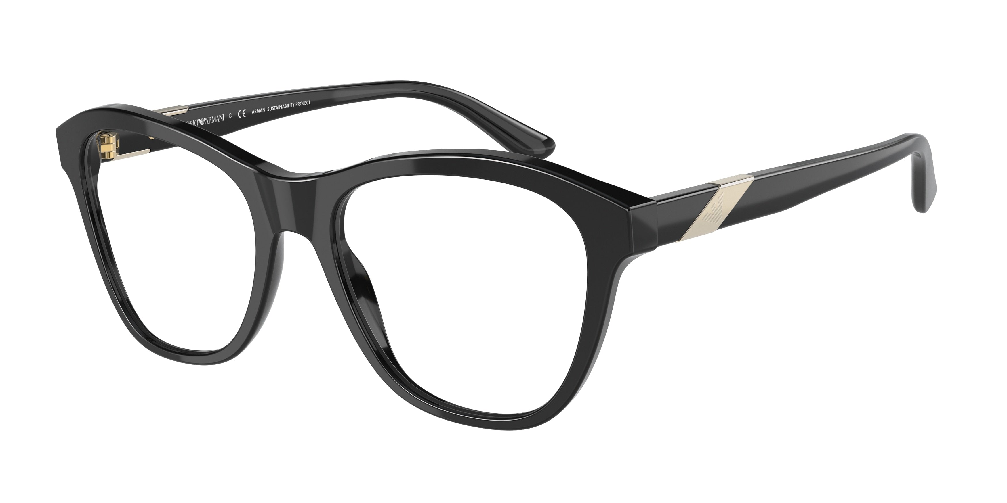 Emporio Armani EA3195 Butterfly Eyeglasses 5875-Shiny Black 53-140-18 - Color Map Black