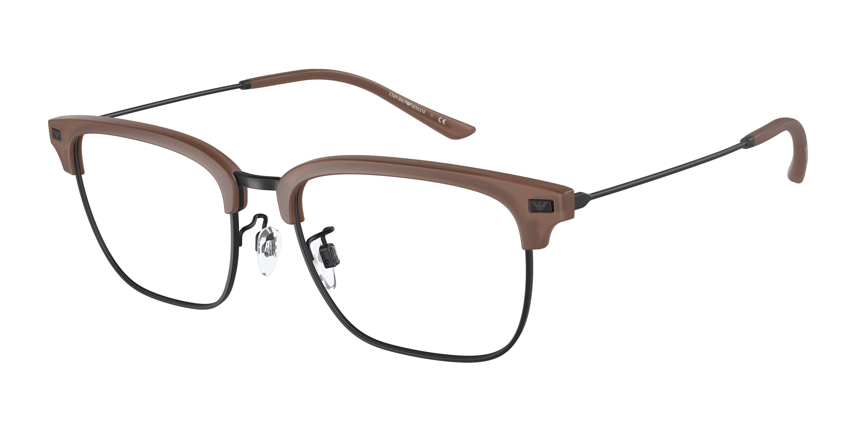 Emporio Armani EA3198 Rectangle Eyeglasses 5260-Matte Opaline Brown/Black 55-150-18 - Color Map Brown