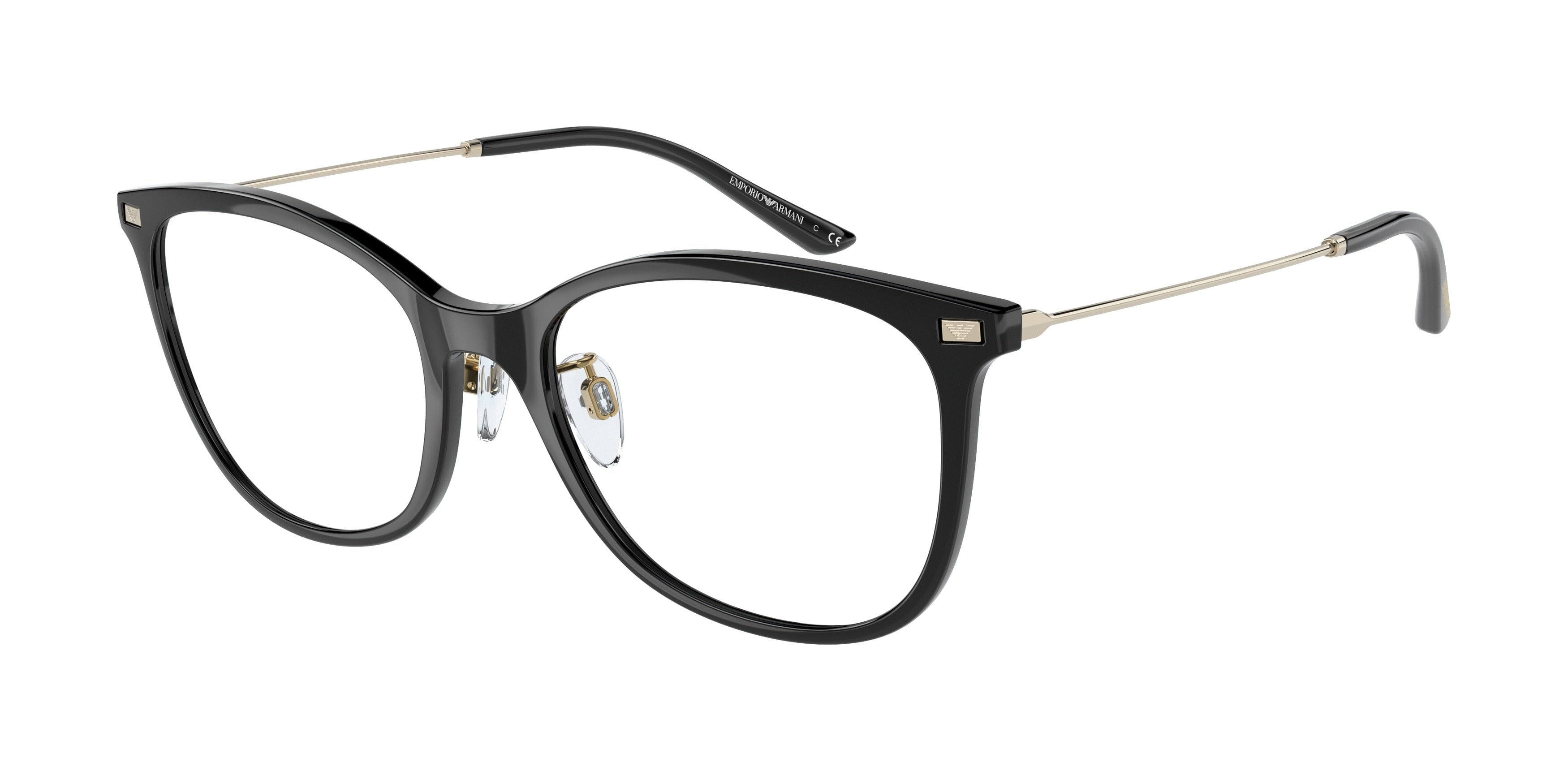 Emporio Armani EA3199 Cat Eye Eyeglasses 5001-Shiny Black 53-145-18 - Color Map Black