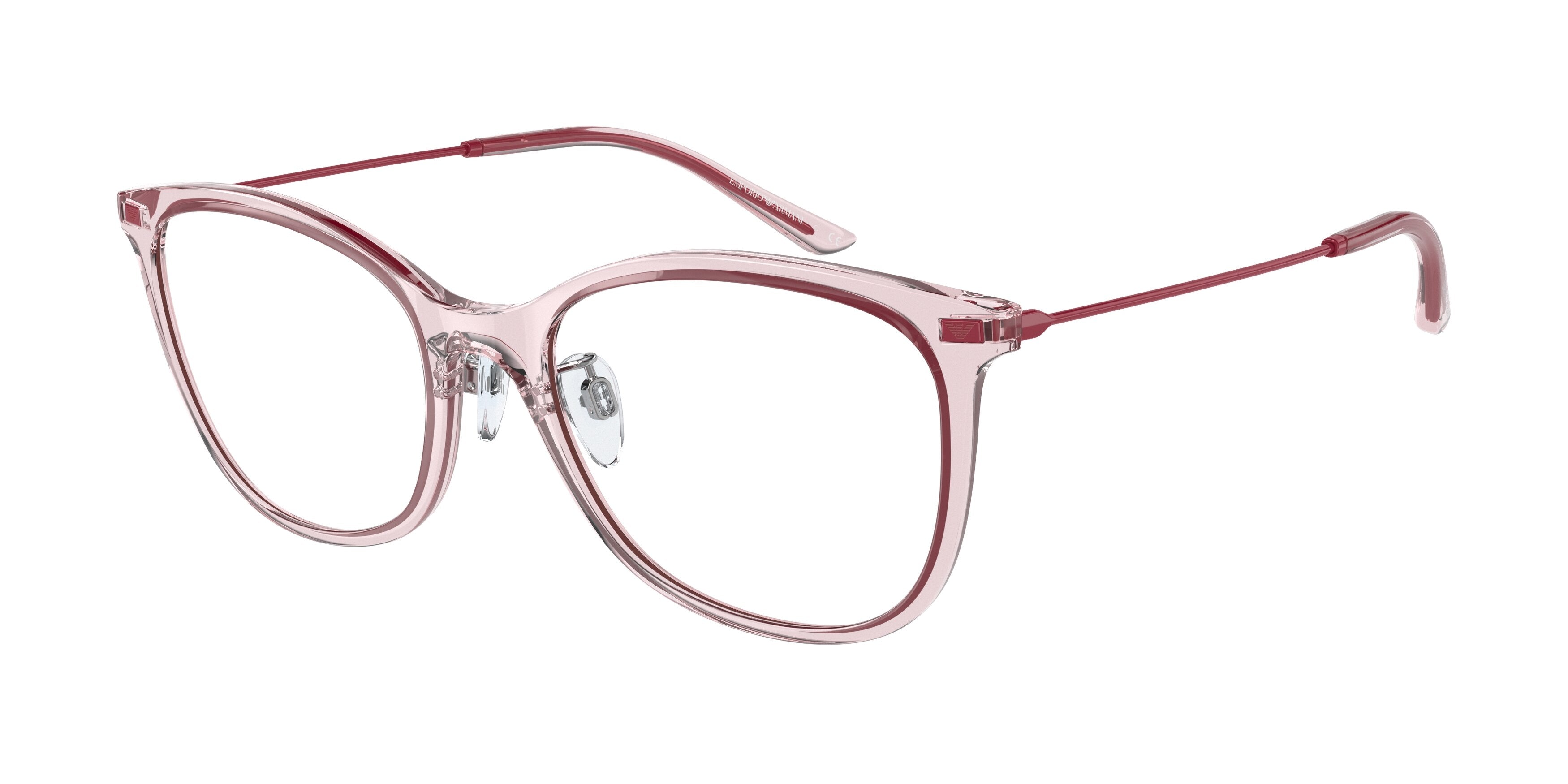 Emporio Armani EA3199 Cat Eye Eyeglasses 5070-Shiny Transparent Red 51-145-18 - Color Map Red