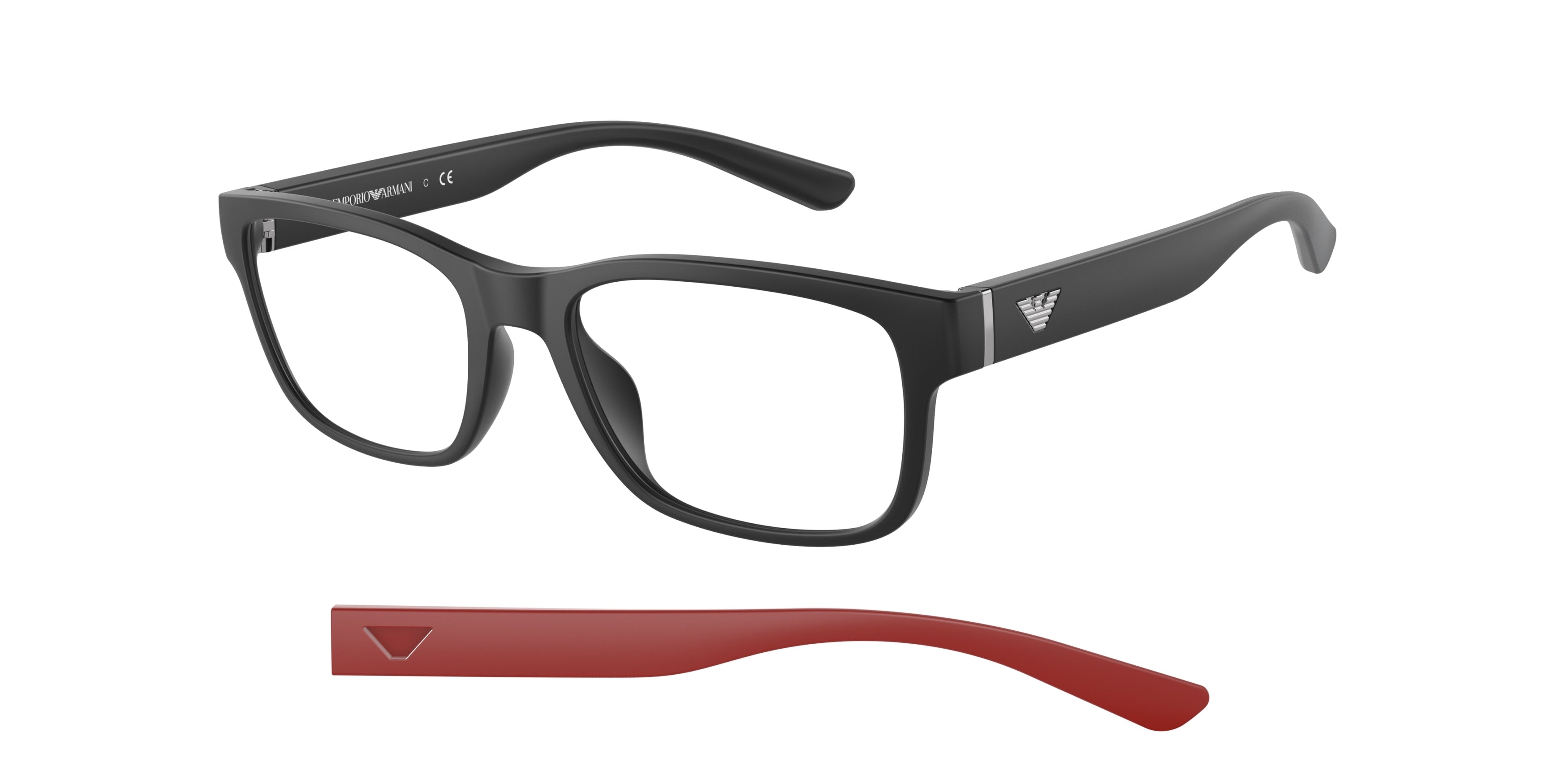Emporio Armani EA3201U Pillow Eyeglasses 5001-Matte Black 55-145-19 - Color Map Black