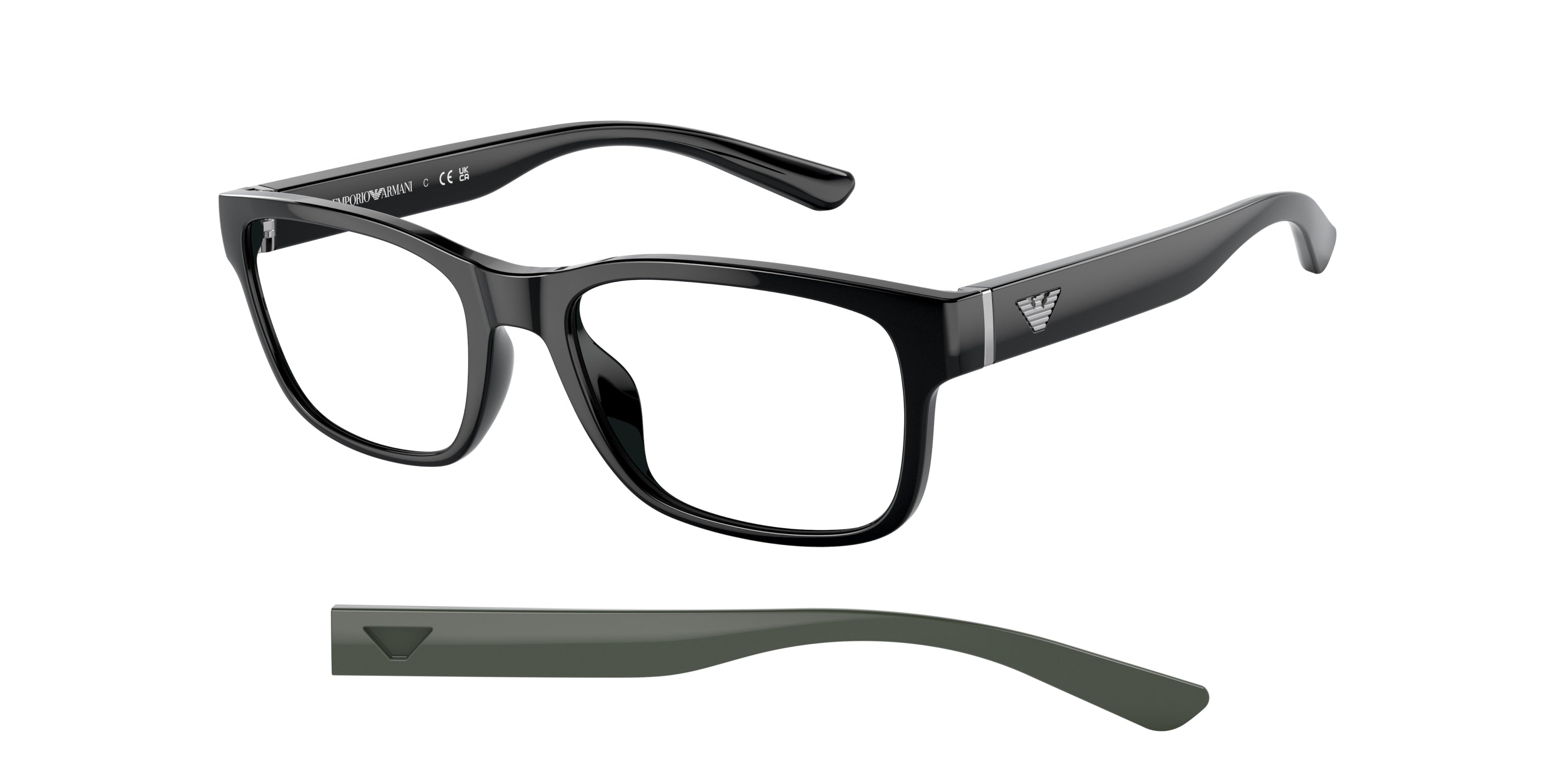 Emporio Armani EA3201U Pillow Eyeglasses 5017-Shiny Black 55-145-19 - Color Map Black