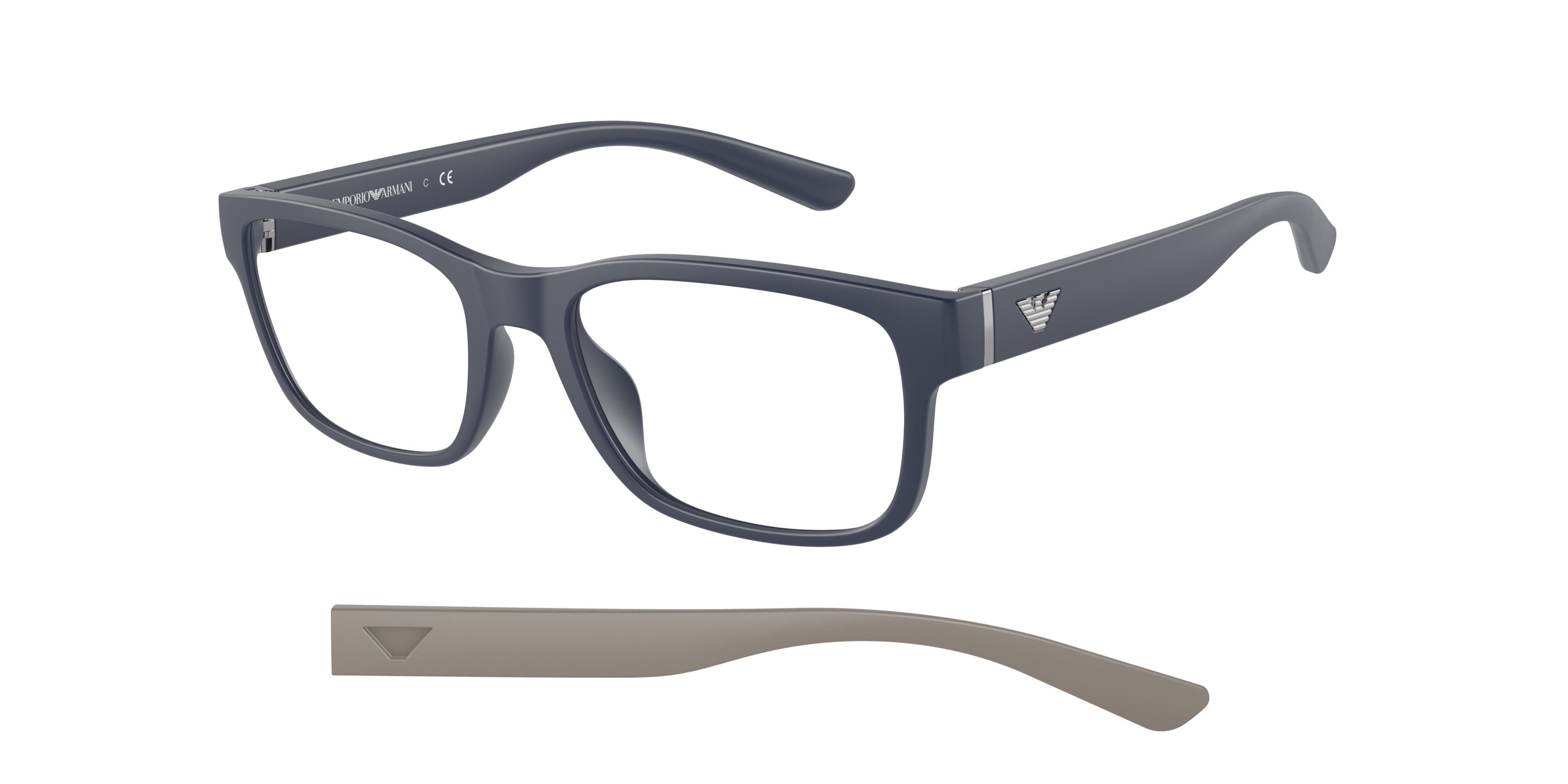Emporio Armani EA3201U Pillow Eyeglasses 5088-Matte Blue 55-145-19 - Color Map Blue