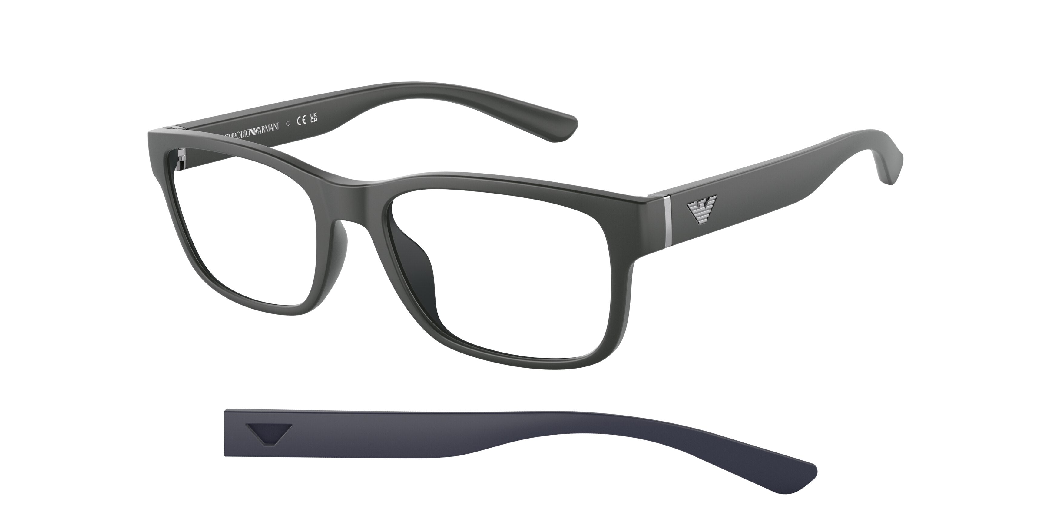 Emporio Armani EA3201U Pillow Eyeglasses 5437-Matte Grey 55-145-19 - Color Map Grey