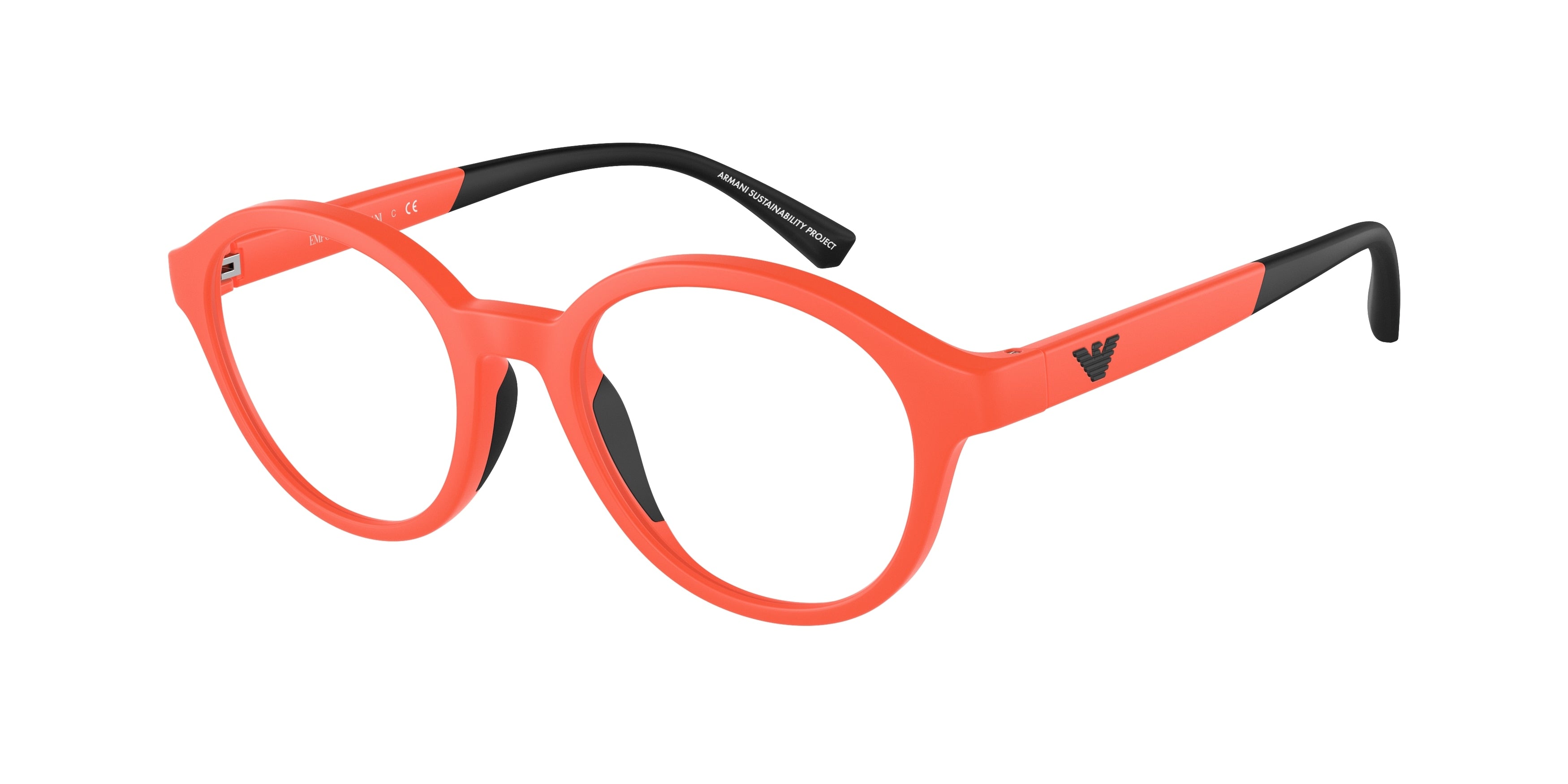 Emporio Armani EA3202 Round Eyeglasses  5932-Matte Orange 47-125-18 - Color Map Orange