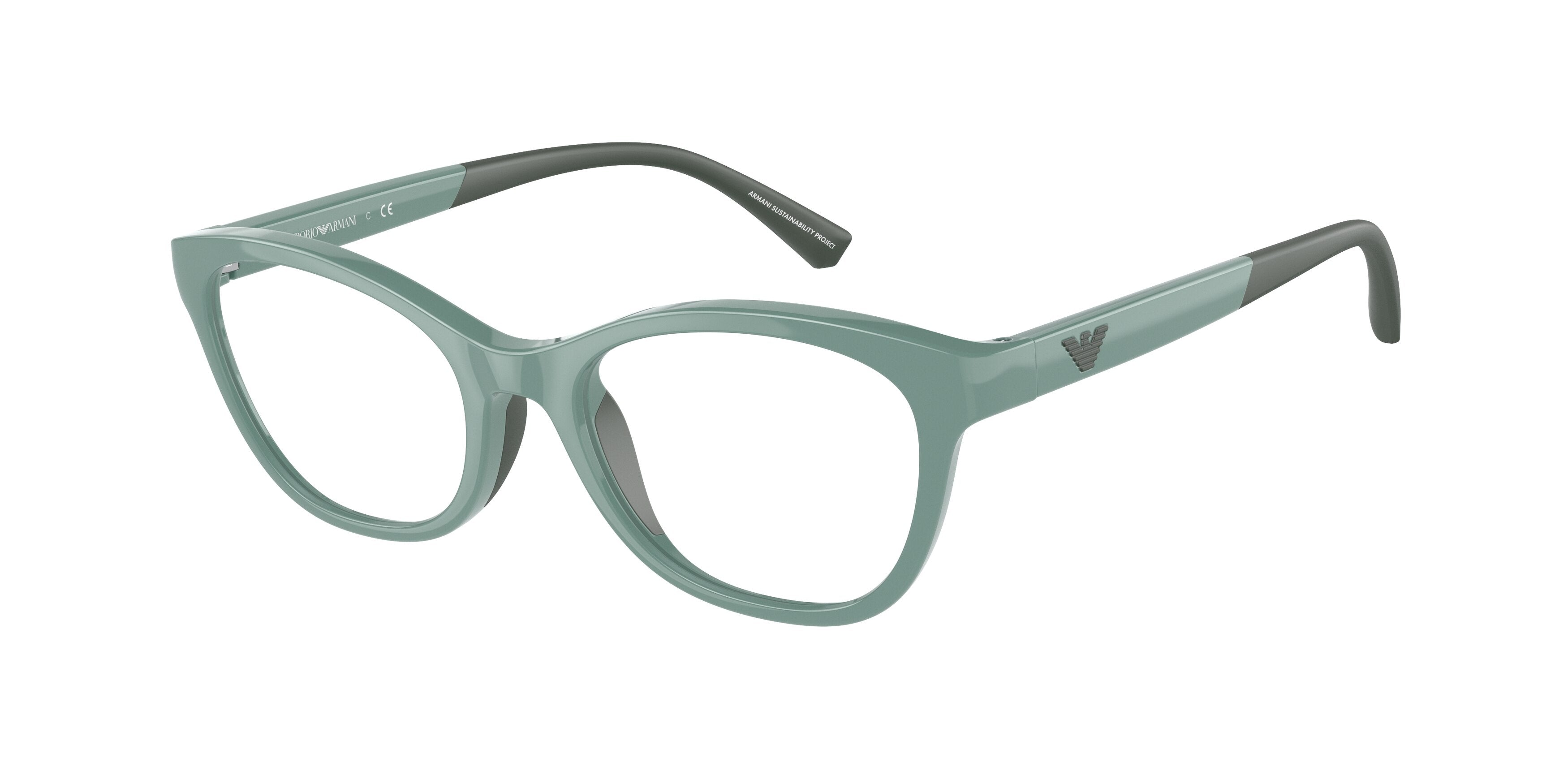 Emporio Armani EA3204 Cat Eye Eyeglasses 5333-Shiny Light Blue 46-125-17 - Color Map Blue