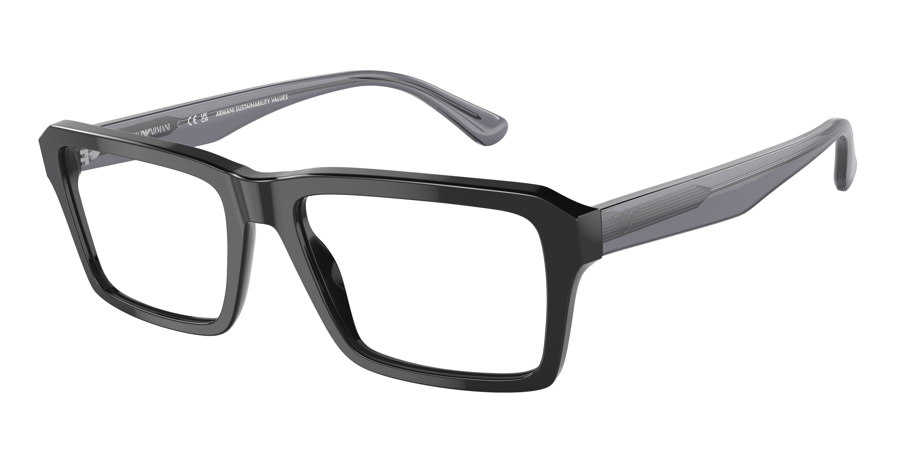Emporio Armani EA3206 Rectangle Eyeglasses 5017-Shiny Black 56-145-18 - Color Map Black