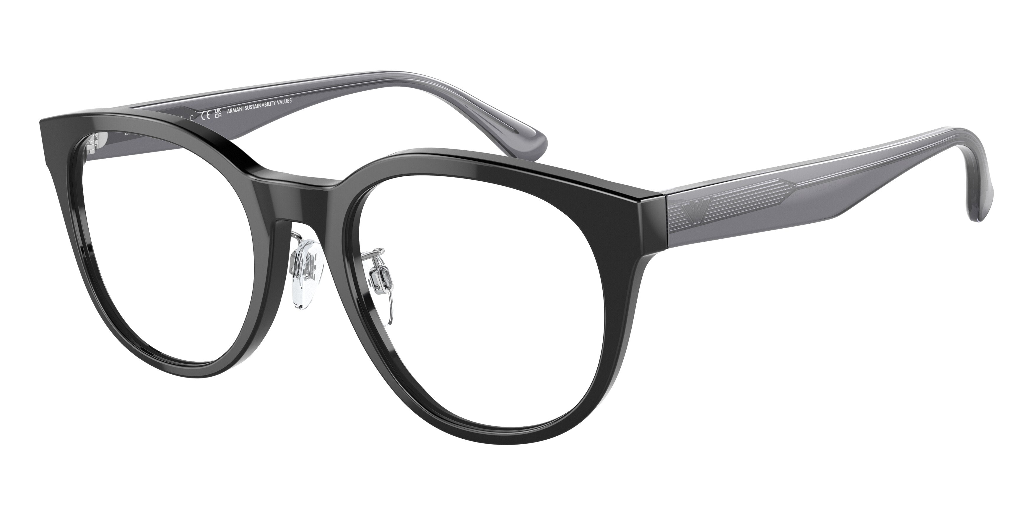 Emporio Armani EA3207F Phantos Eyeglasses 5017-Shiny Black 53-145-21 - Color Map Black