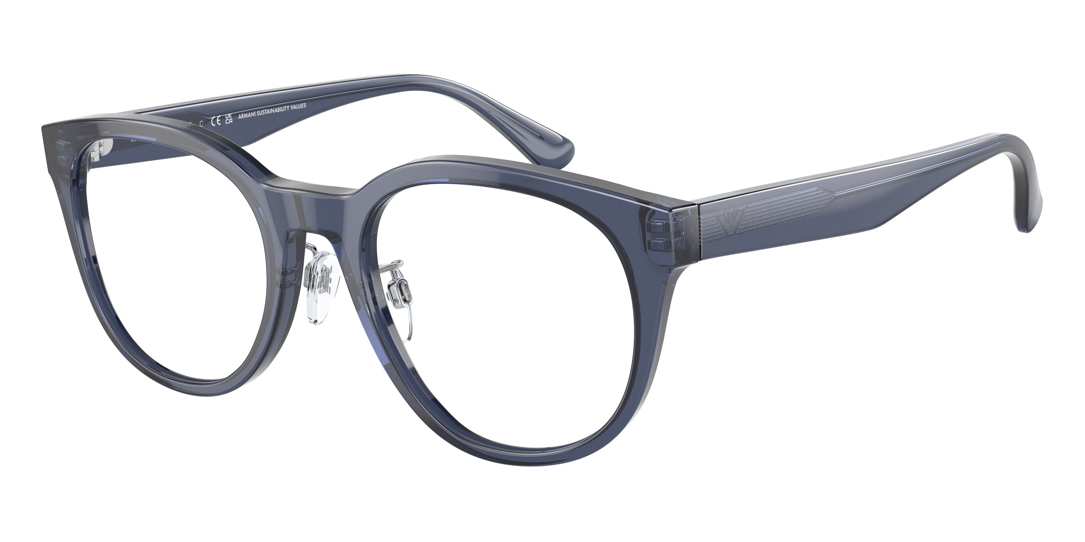 Emporio Armani EA3207F Phantos Eyeglasses  5072-Shiny Transparent Blue 53-145-21 - Color Map Blue