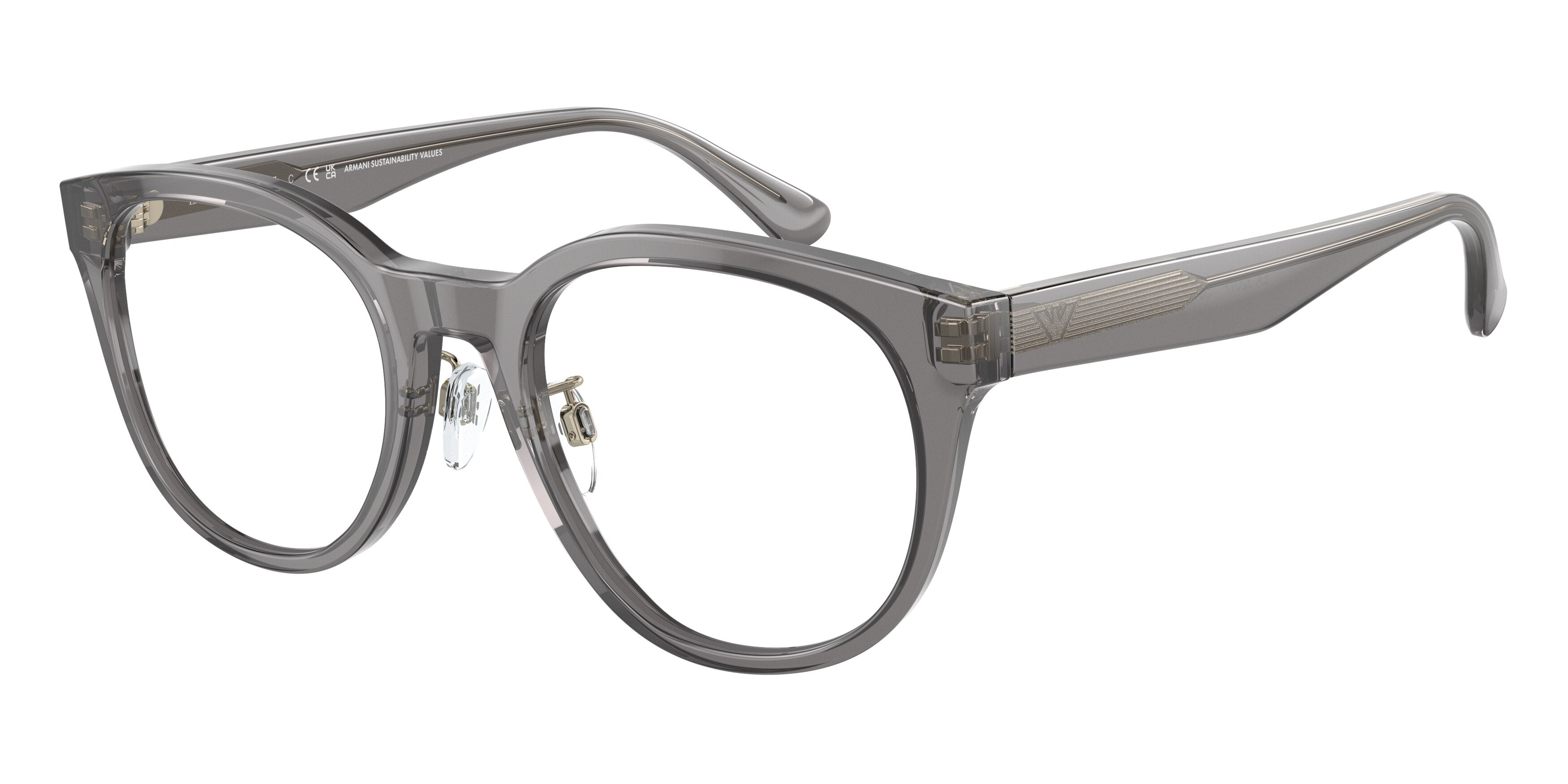 Emporio Armani EA3207F Phantos Eyeglasses  5075-Shiny Transparent Grey 53-145-21 - Color Map Grey