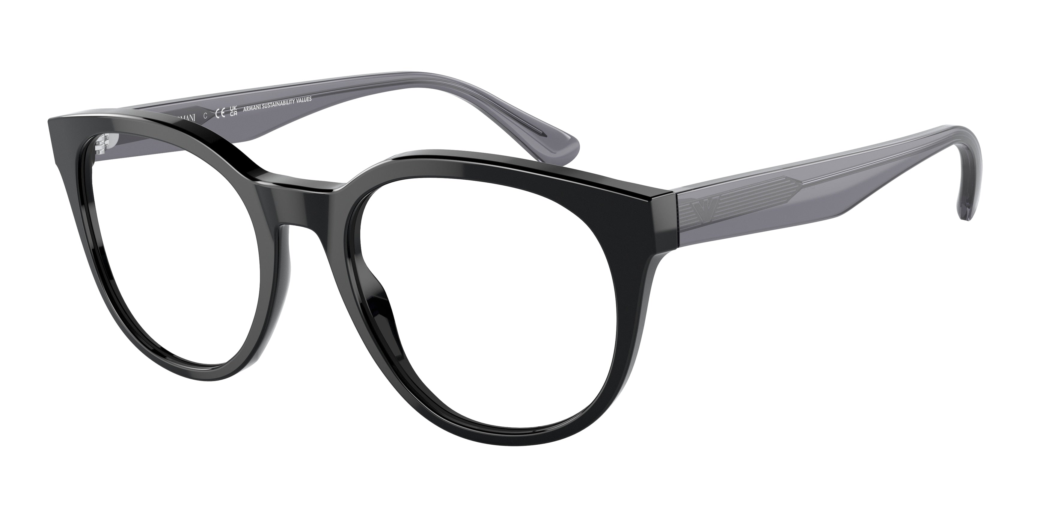 Emporio Armani EA3207 Phantos Eyeglasses 5017-Shiny Black 53-145-20 - Color Map Black