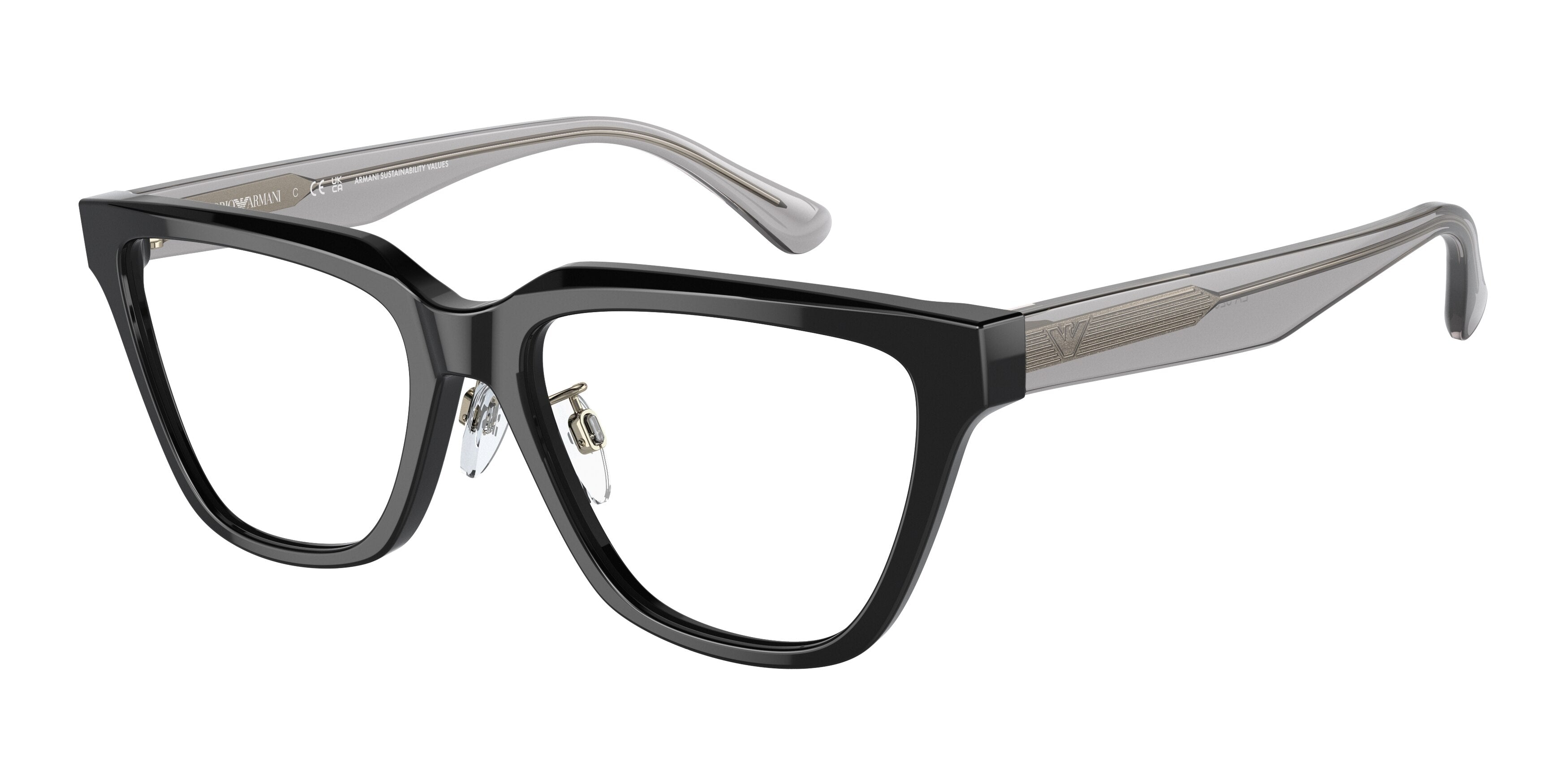 Emporio Armani EA3208F Cat Eye Eyeglasses 5017-Shiny Black 54-140-17 - Color Map Black