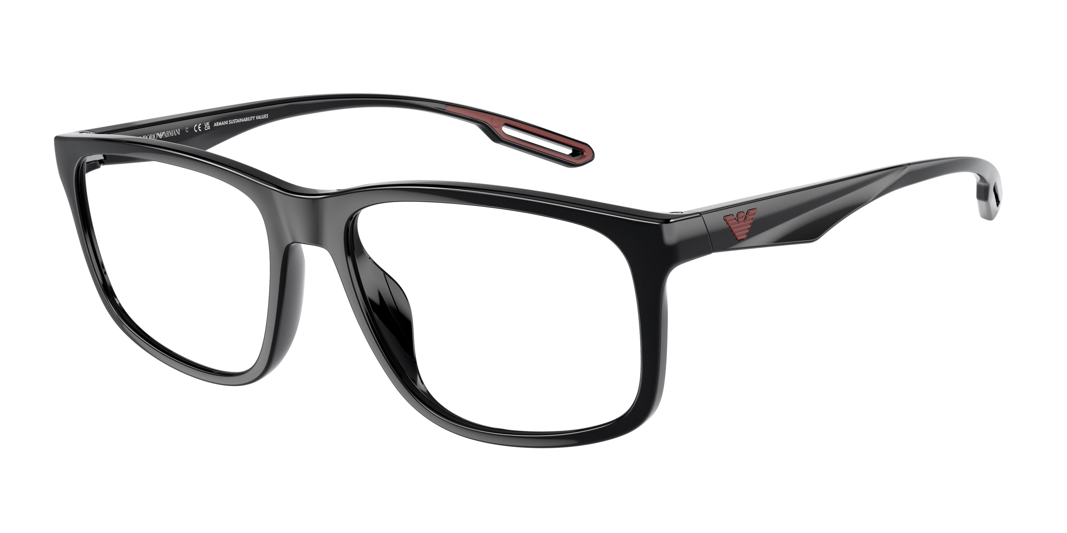 Emporio Armani EA3209U Square Eyeglasses  5017-Shiny Black 56-145-17 - Color Map Black