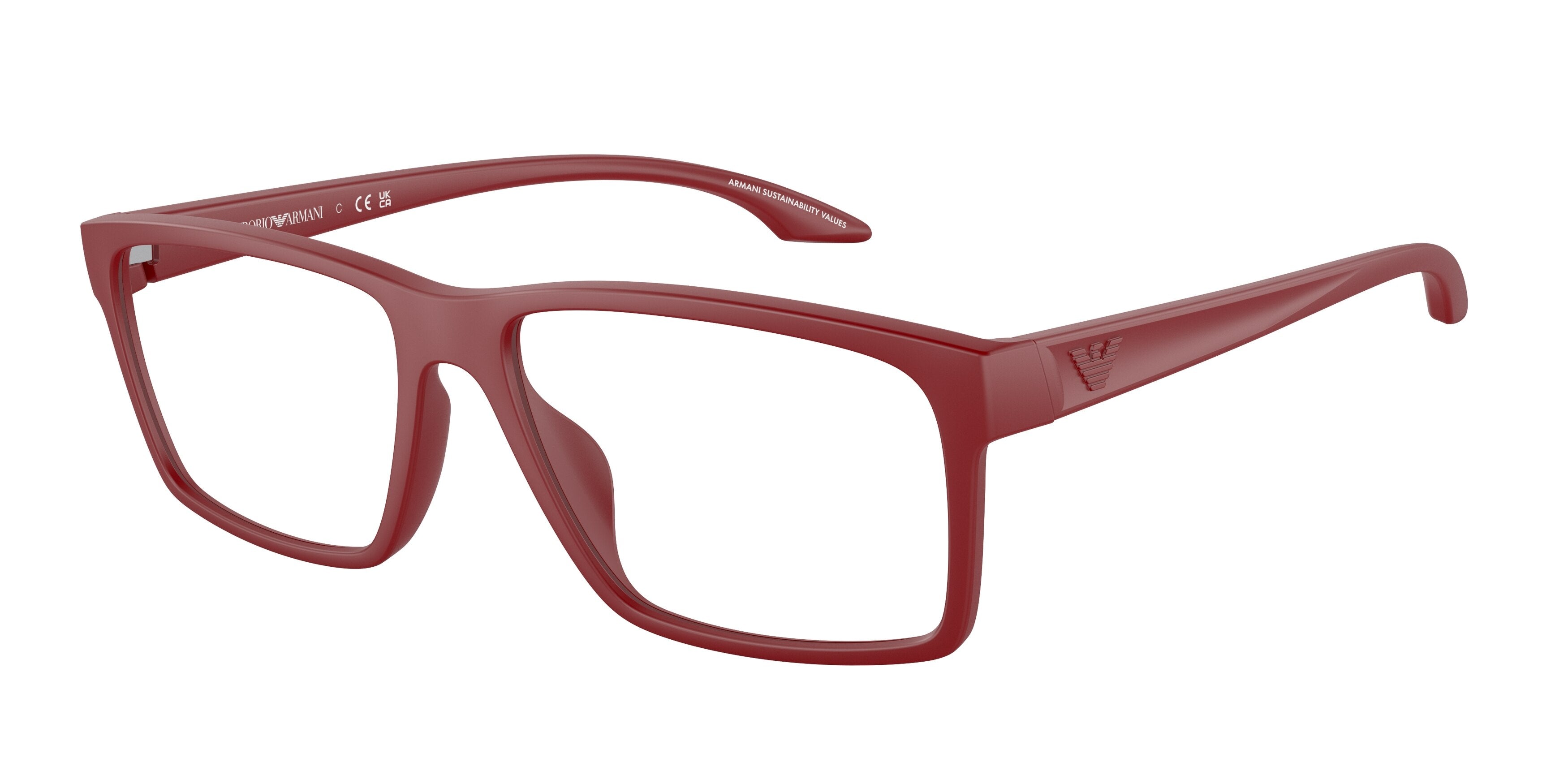 Emporio Armani EA3210U Square Eyeglasses 5067-Rubberised Red 57-145-16 - Color Map Red