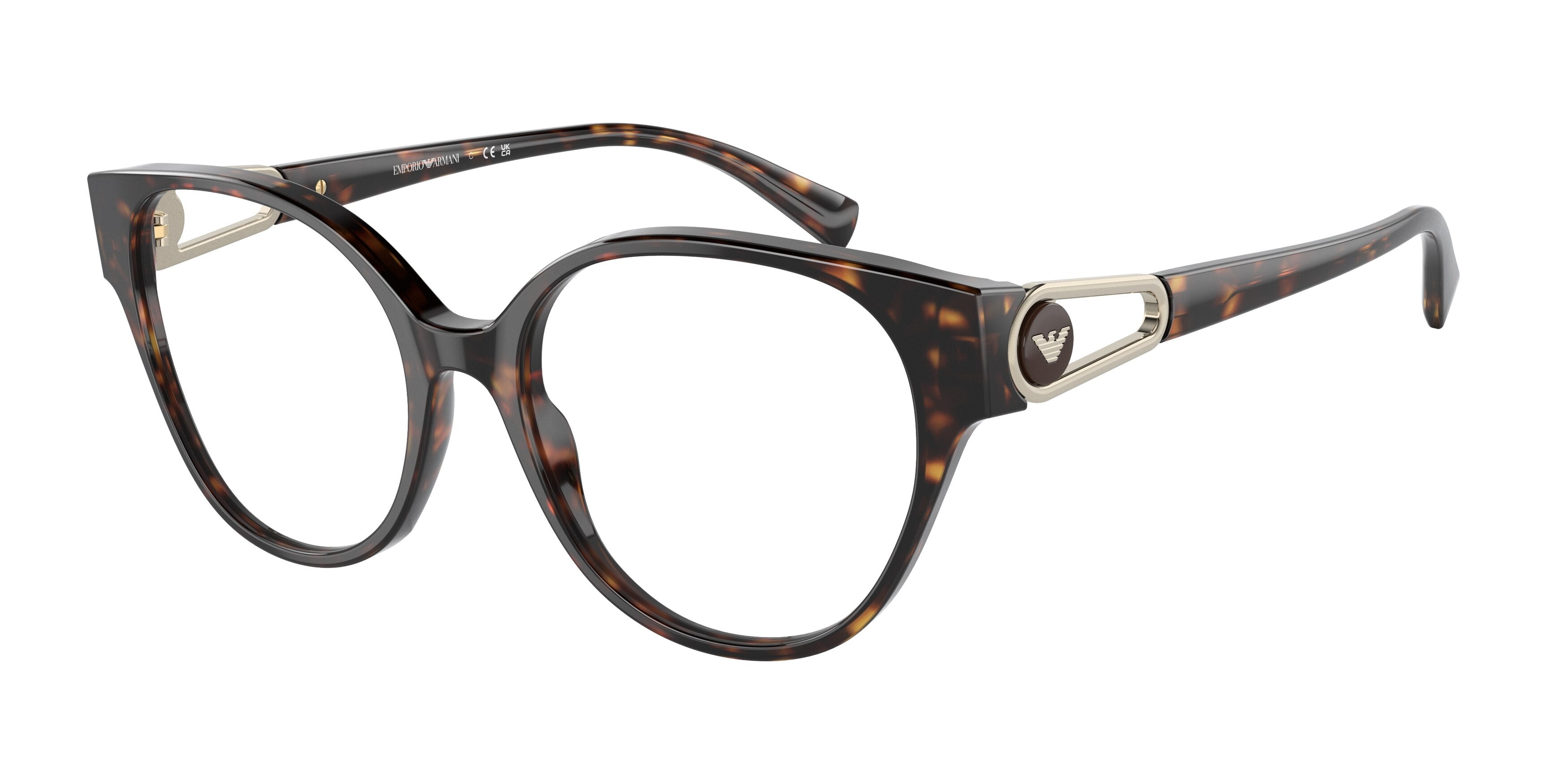 Emporio Armani EA3211F Round Eyeglasses 5026-Shiny Havana 54-140-17 - Color Map Tortoise
