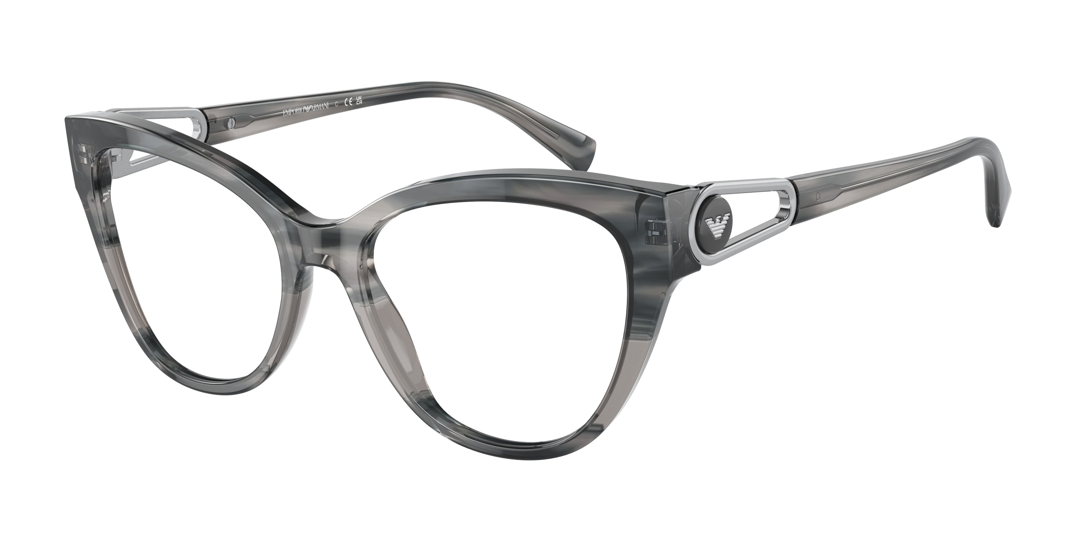 Emporio Armani EA3212 Cat Eye Eyeglasses  5035-Shiny Striped Grey 52-140-17 - Color Map Grey