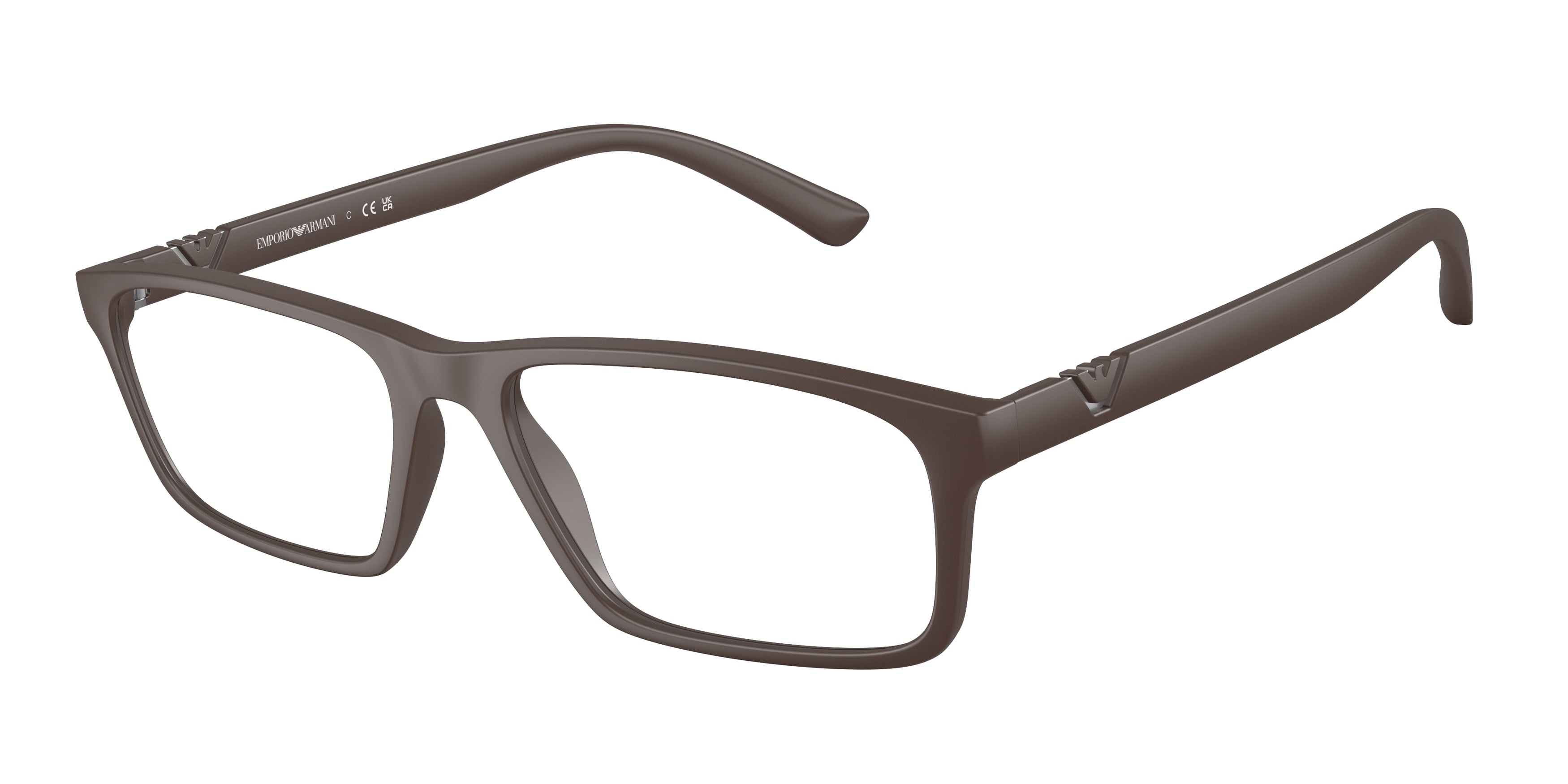 Emporio Armani EA3213 Rectangle Eyeglasses 5342-Matte Brown 56-145-17 - Color Map Brown