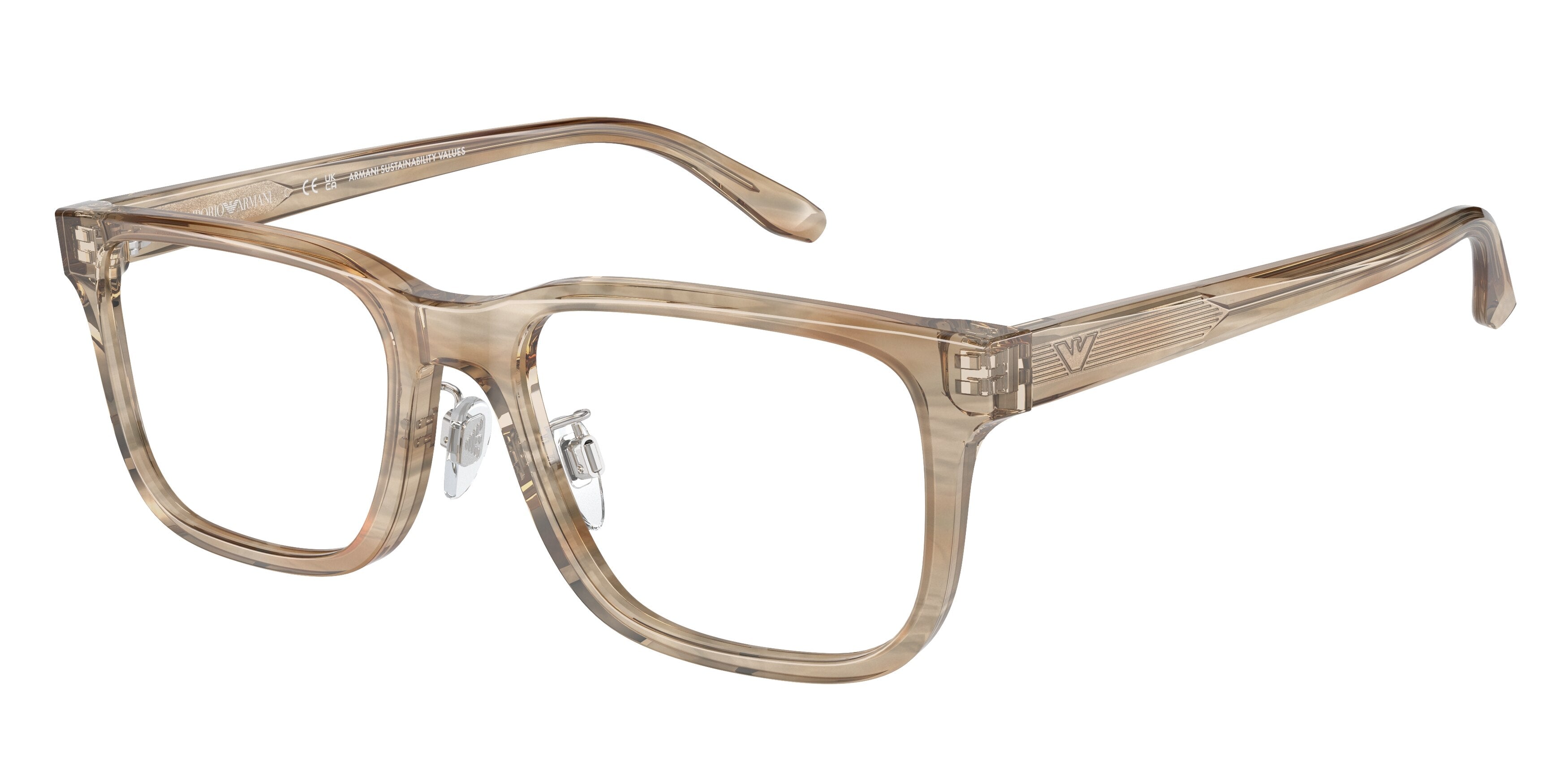 Emporio Armani EA3218F Rectangle Eyeglasses 5099-Striped Brown 55-145-19 - Color Map Tortoise