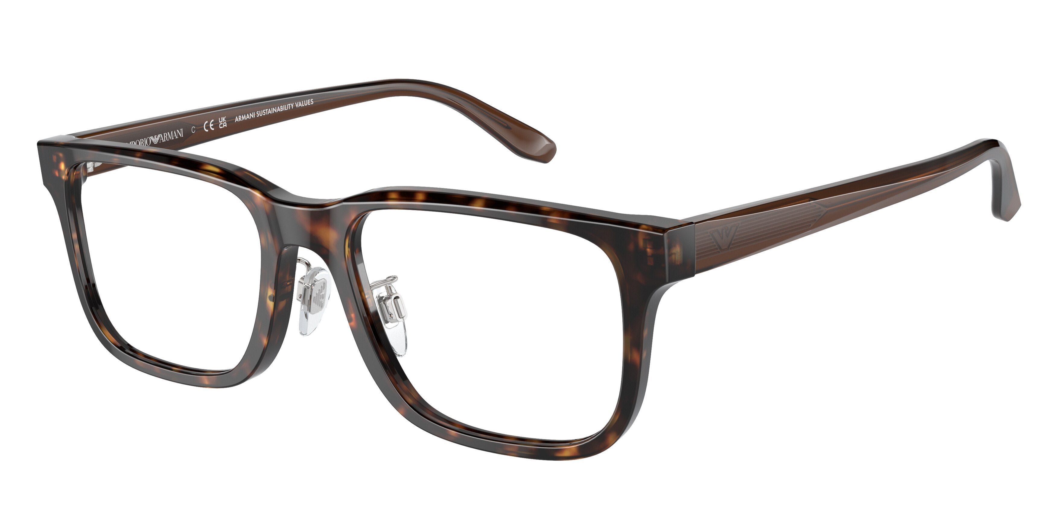 Emporio Armani EA3218F Rectangle Eyeglasses 5879-Havana 55-145-19 - Color Map Tortoise