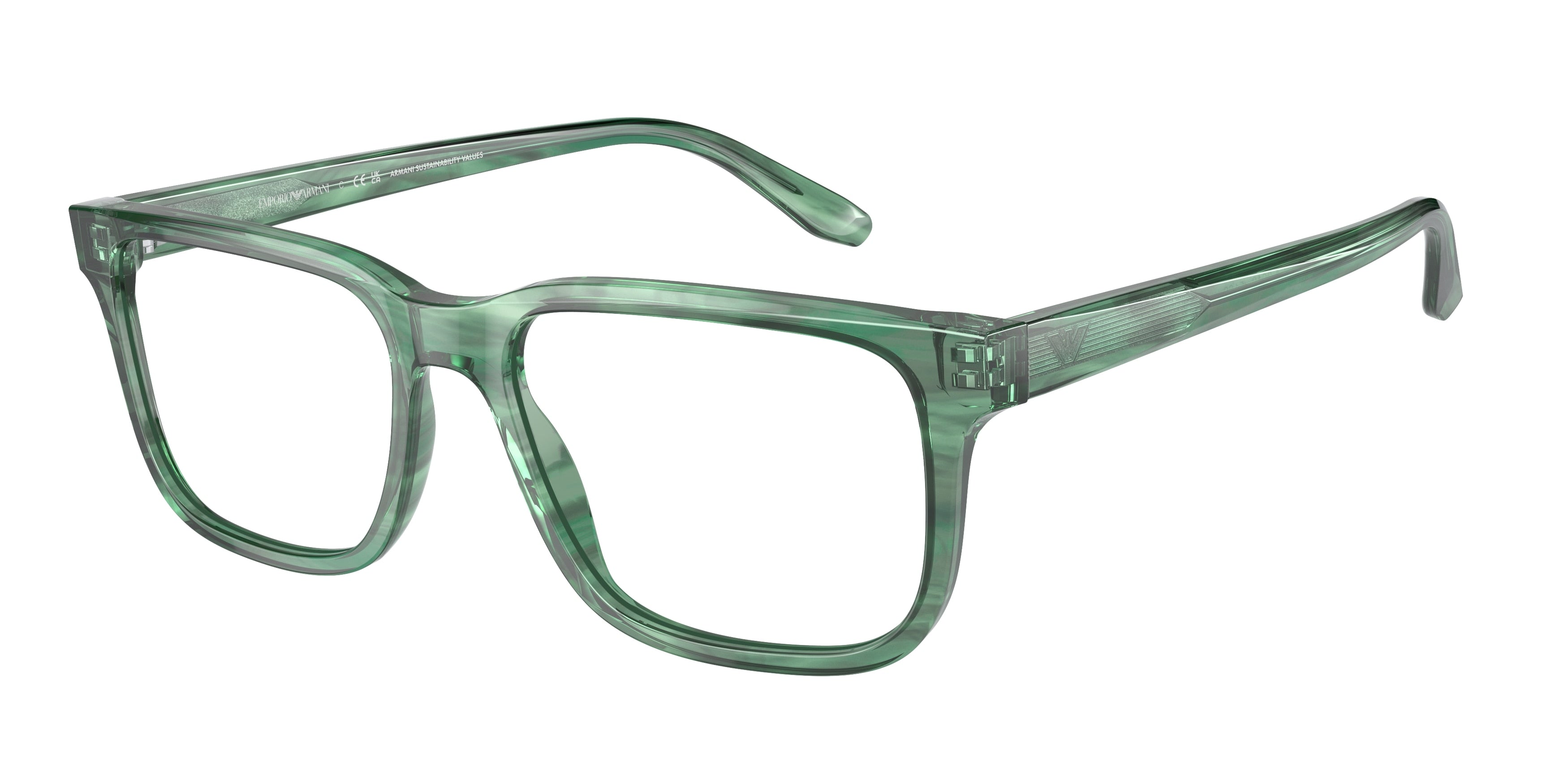 Emporio Armani EA3218 Rectangle Eyeglasses 5168-Striped Green 55-145-17 - Color Map Green