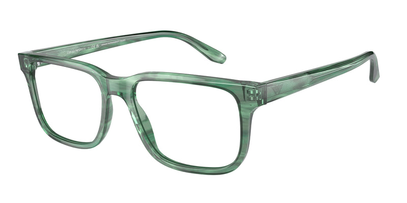 Emporio Armani EA3218 Rectangle Eyeglasses 5168-Striped Green 55-145-17 - Color Map Green