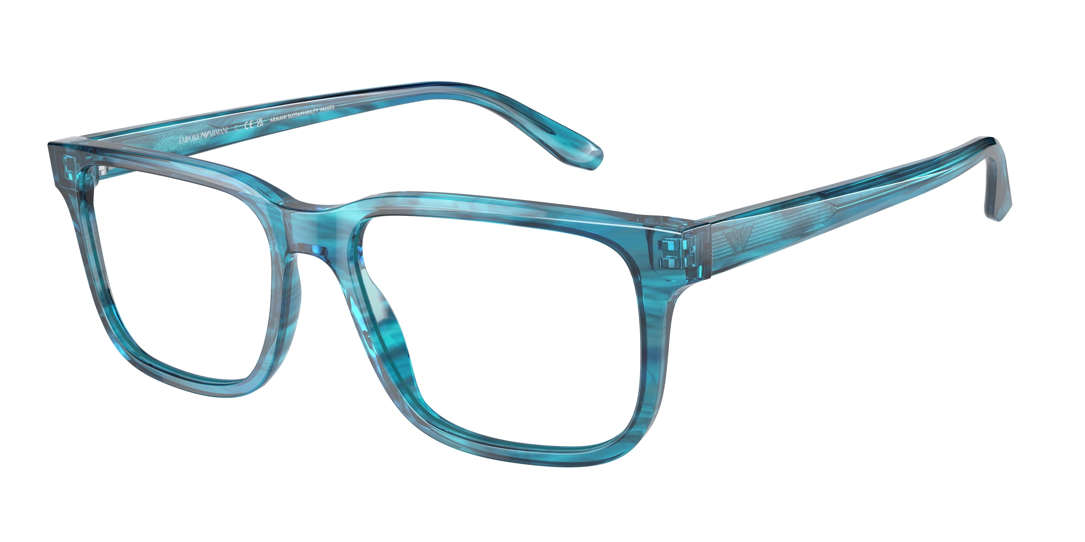 Emporio Armani EA3218 Rectangle Eyeglasses 5311-Striped Blue 55-145-17 - Color Map Blue