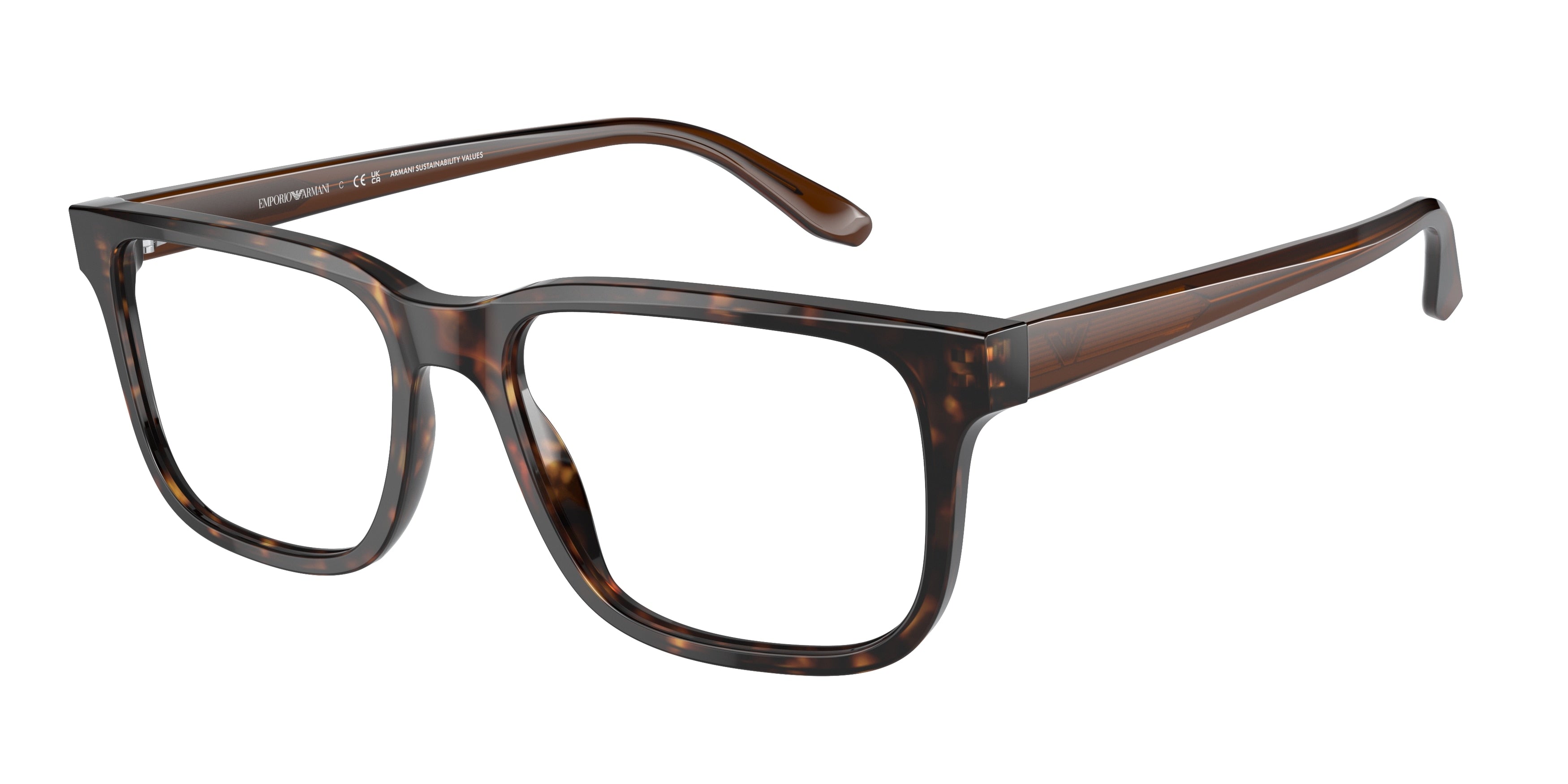 Emporio Armani EA3218 Rectangle Eyeglasses 5879-Havana 55-145-17 - Color Map Tortoise
