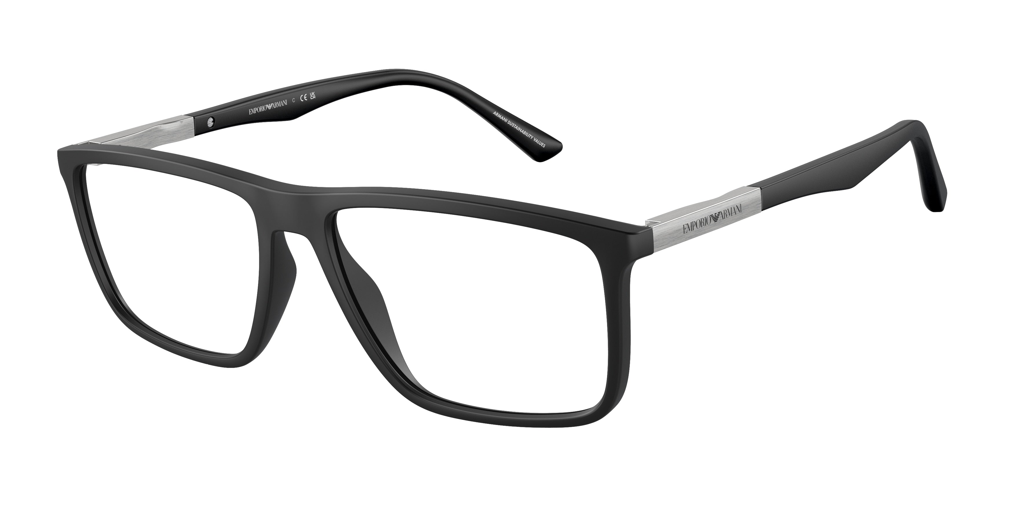 Emporio Armani EA3221 Rectangle Eyeglasses 5001-Matte Black 56-145-16 - Color Map Black