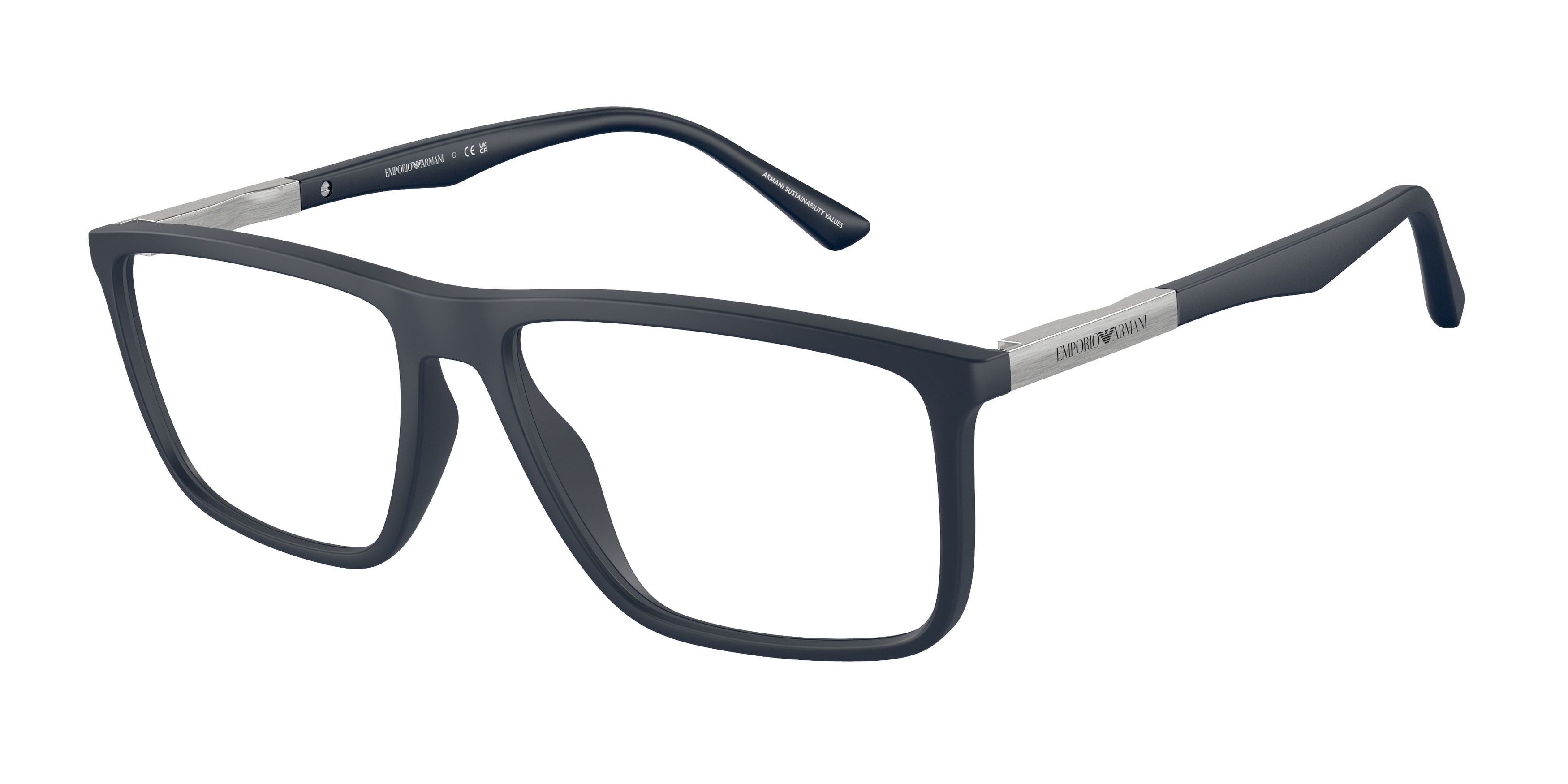 Emporio Armani EA3221 Rectangle Eyeglasses 5088-Matte Blue 56-145-16 - Color Map Blue