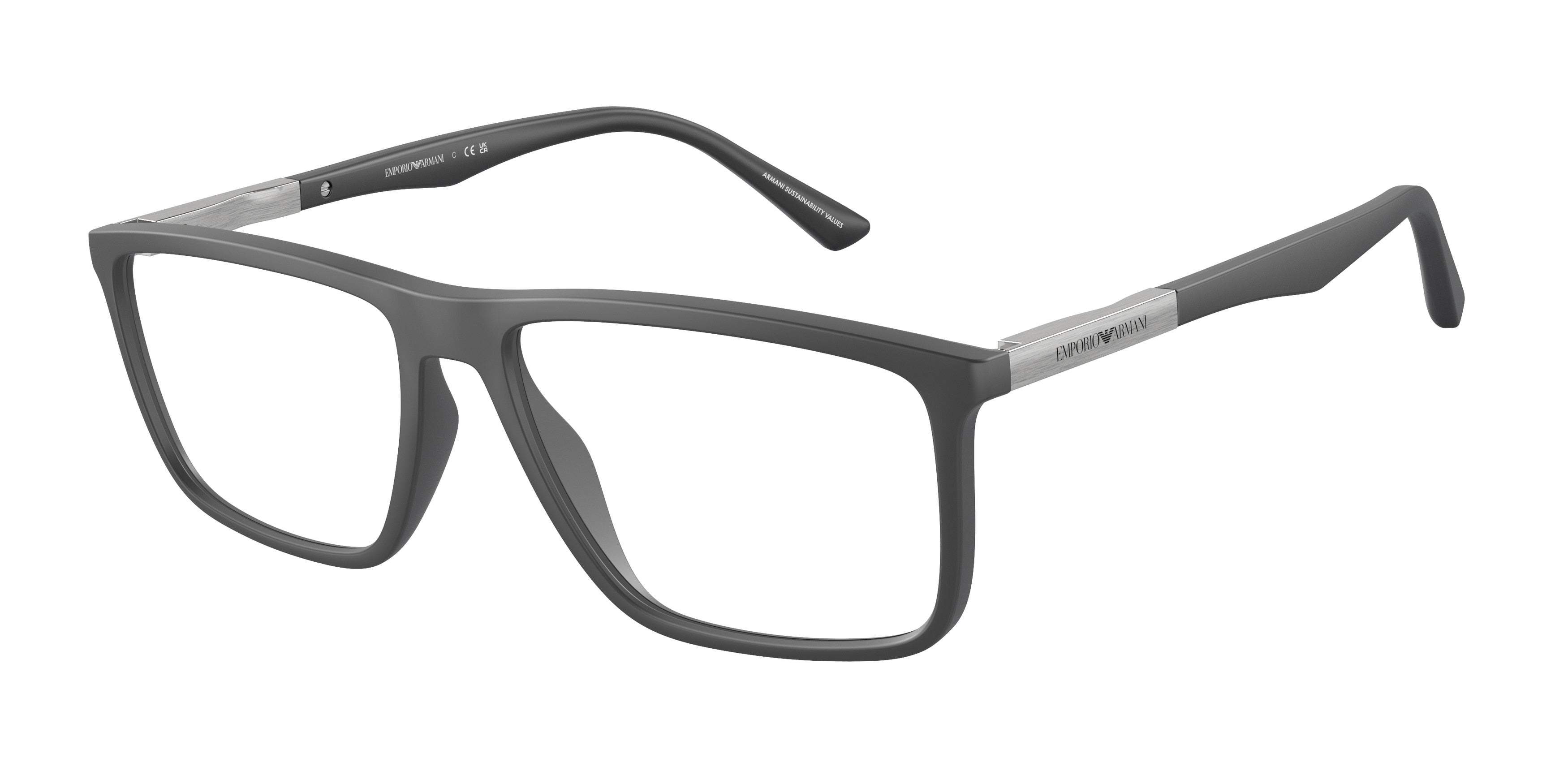 Emporio Armani EA3221 Rectangle Eyeglasses 5126-Matte Grey 54-145-16 - Color Map Grey