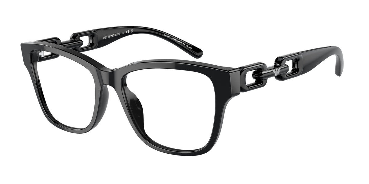 Emporio Armani EA3222U Cat Eye Eyeglasses 5017-Shiny Black 51-140-17 - Color Map Black