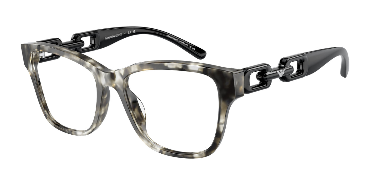 Emporio Armani EA3222U Cat Eye Eyeglasses 5678-Shiny Grey Havana 53-140-17 - Color Map Grey