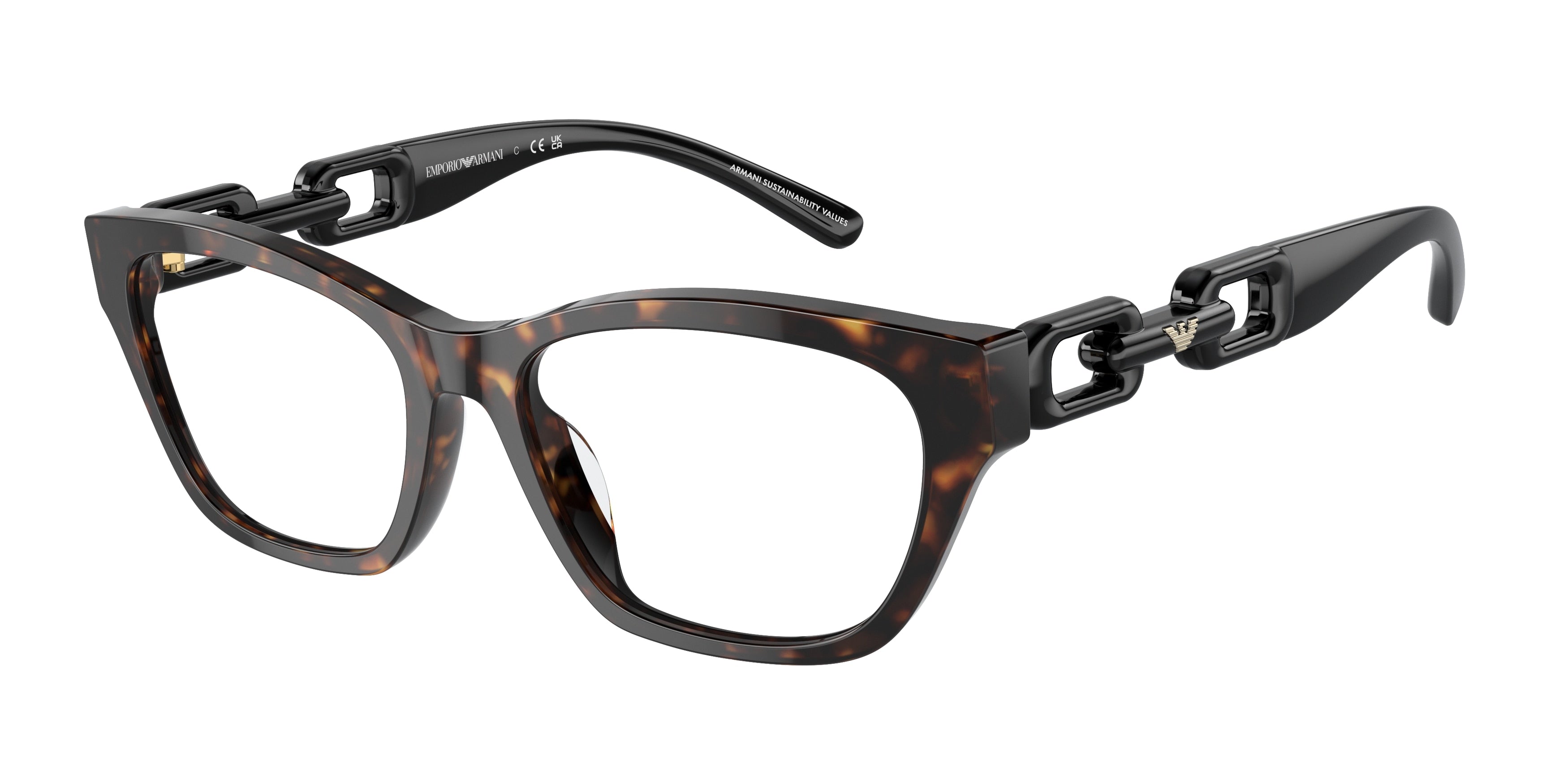 Emporio Armani EA3223U Cat Eye Eyeglasses 5026-Shiny Havana 54-140-17 - Color Map Tortoise