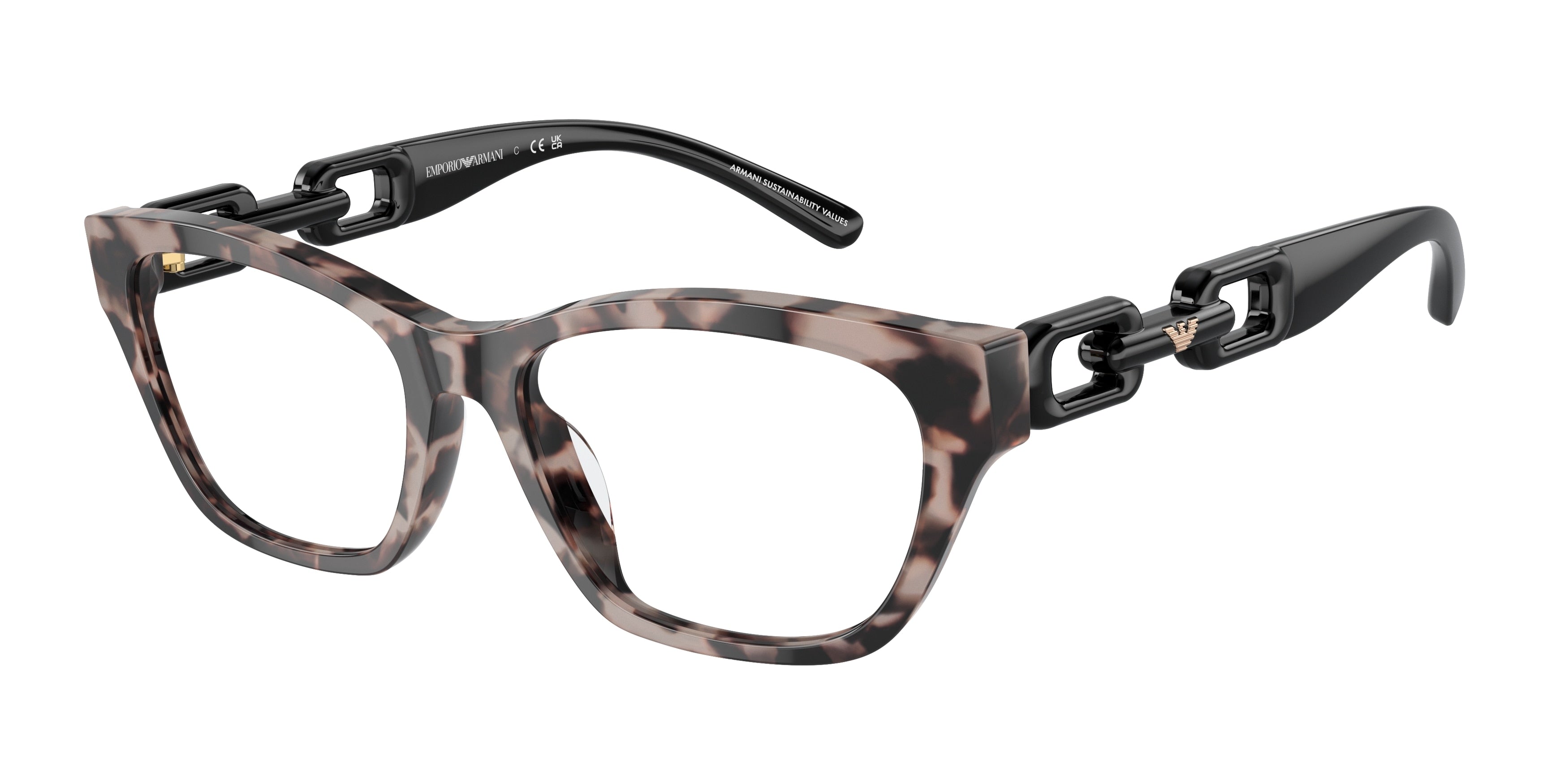 Emporio Armani EA3223U Cat Eye Eyeglasses 5410-Shiny Pink Havana 52-140-17 - Color Map Pink