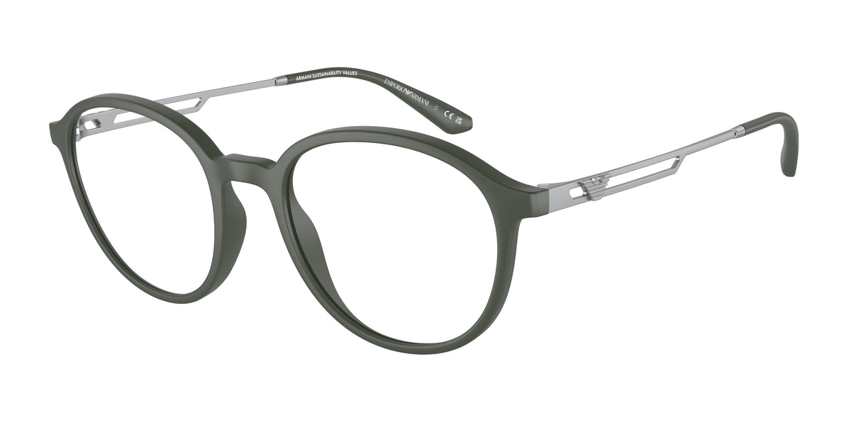 Emporio Armani EA3225 Phantos Eyeglasses 5058-Matte Green 52-145-20 - Color Map Green