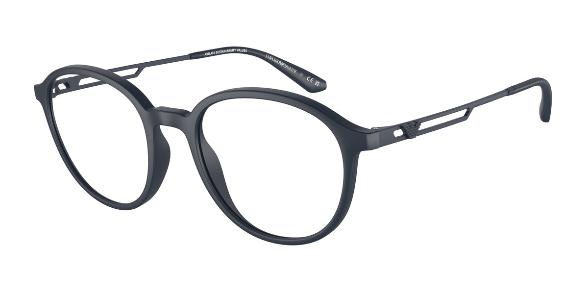 Emporio Armani EA3225 Phantos Eyeglasses 5088-Matte Blue 52-145-20 - Color Map Blue