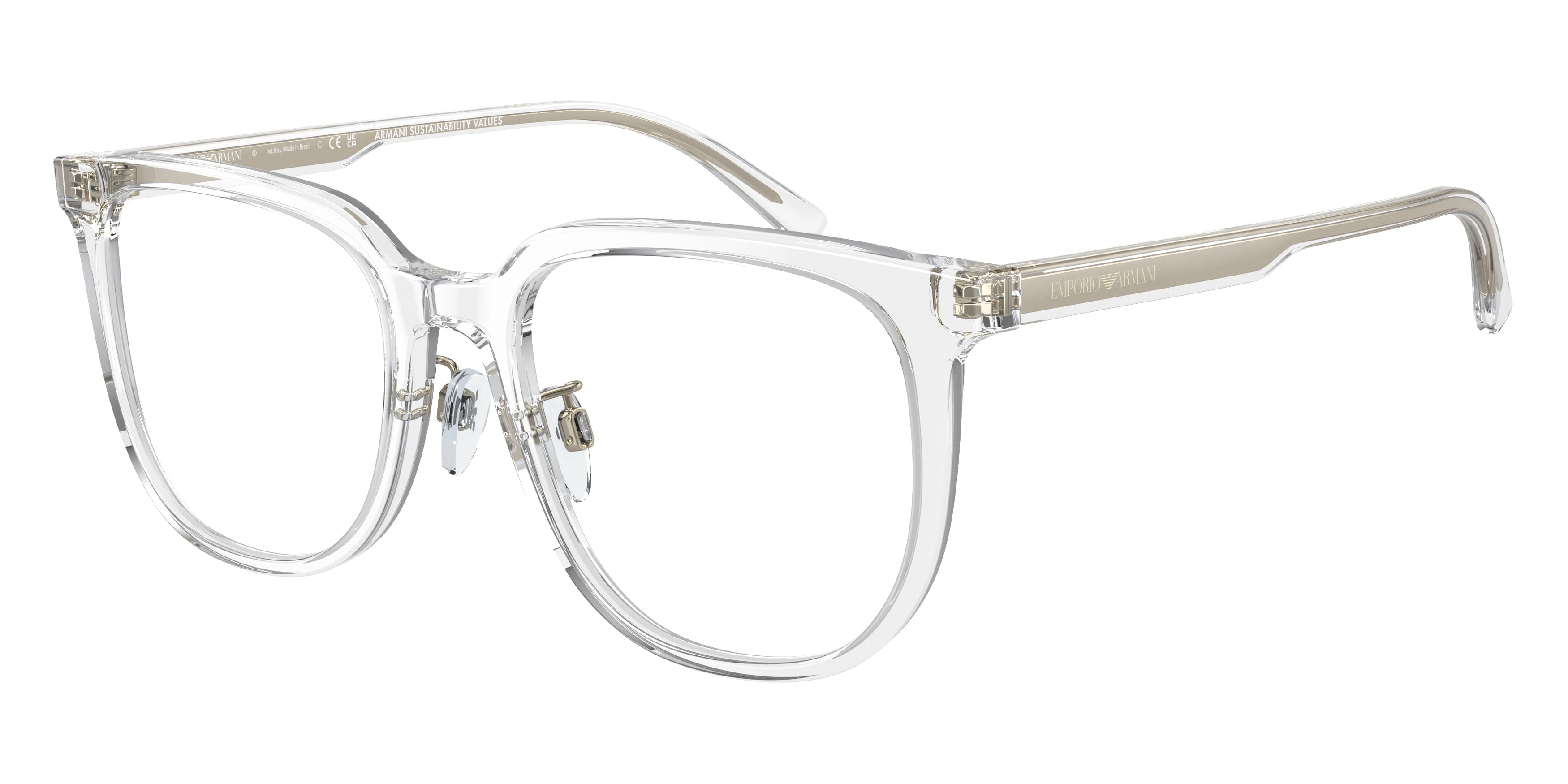 Emporio Armani EA3226D Pillow Eyeglasses  5893-Shiny Crystal 54-145-19 - Color Map Transparent