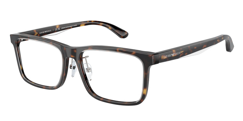 Emporio Armani EA3227F Pillow Eyeglasses 6052-Shiny Havana/Top Crystal 56-145-17 - Color Map Tortoise